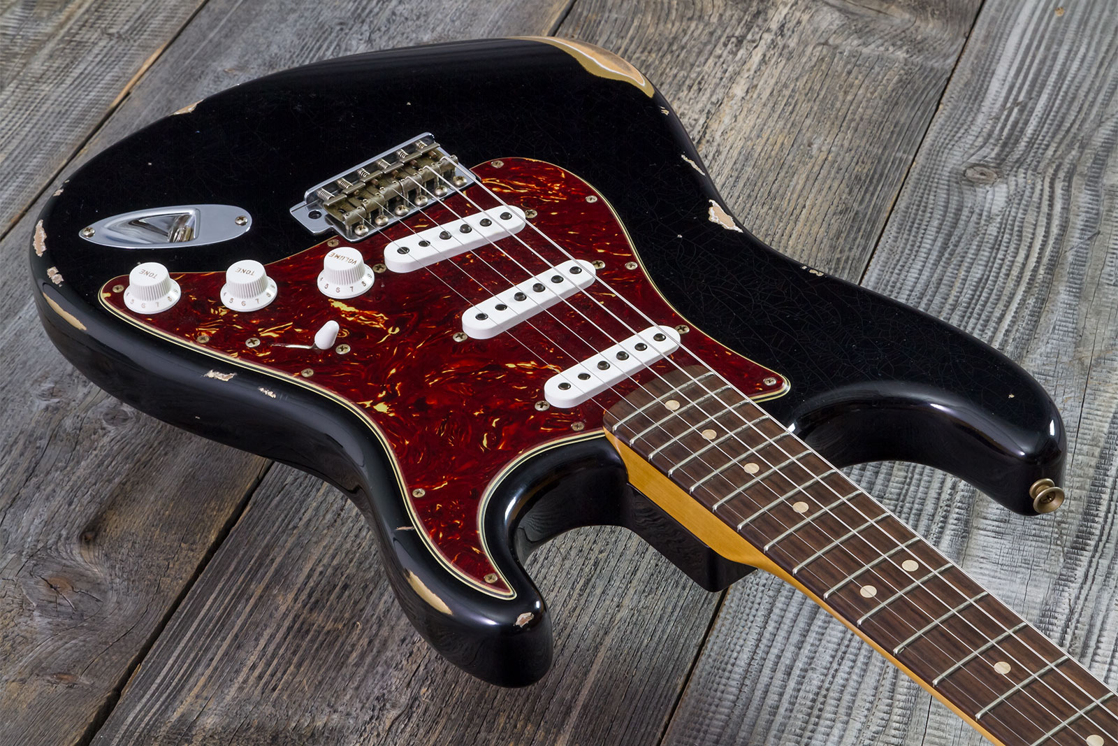 Fender Custom Shop Strat 1963 3s Trem Rw #r143861 - Relic Black O. Hle Gold - E-Gitarre in Str-Form - Variation 2