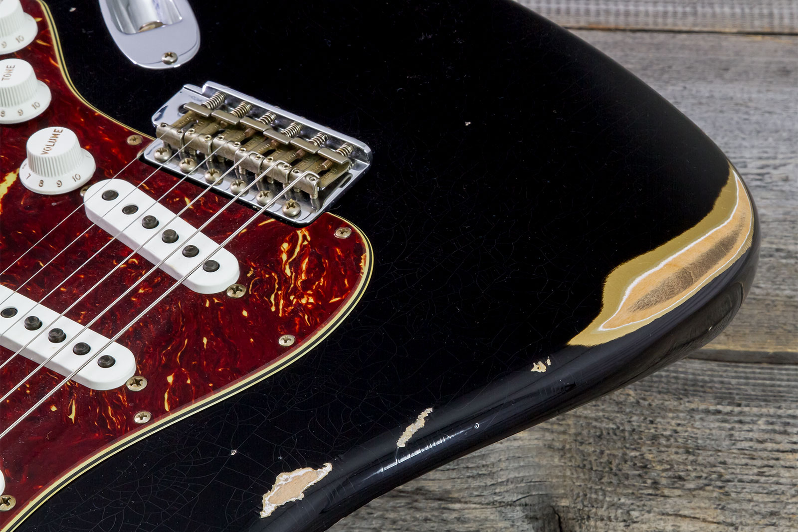 Fender Custom Shop Strat 1963 3s Trem Rw #r143861 - Relic Black O. Hle Gold - E-Gitarre in Str-Form - Variation 3