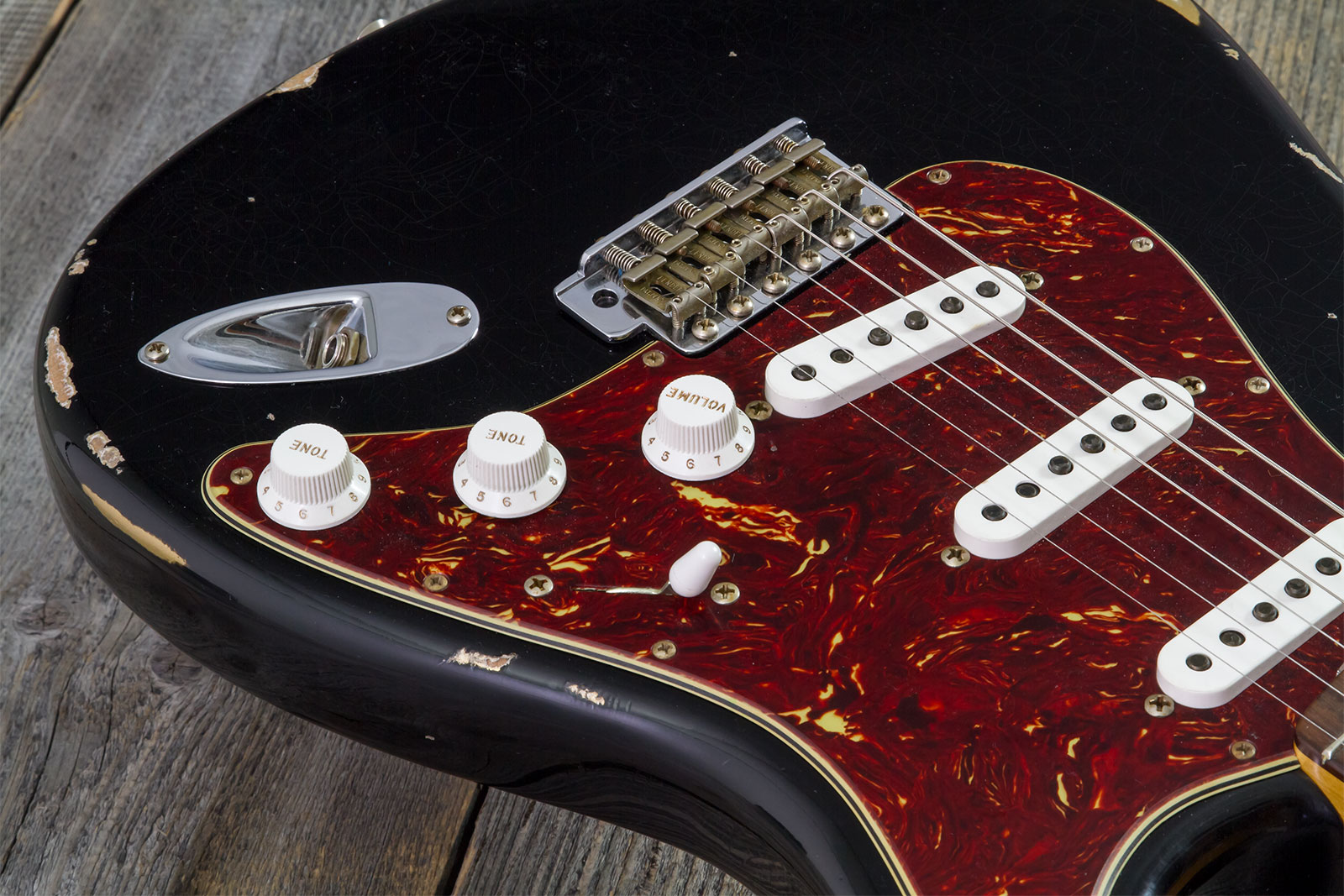 Fender Custom Shop Strat 1963 3s Trem Rw #r143861 - Relic Black O. Hle Gold - E-Gitarre in Str-Form - Variation 4