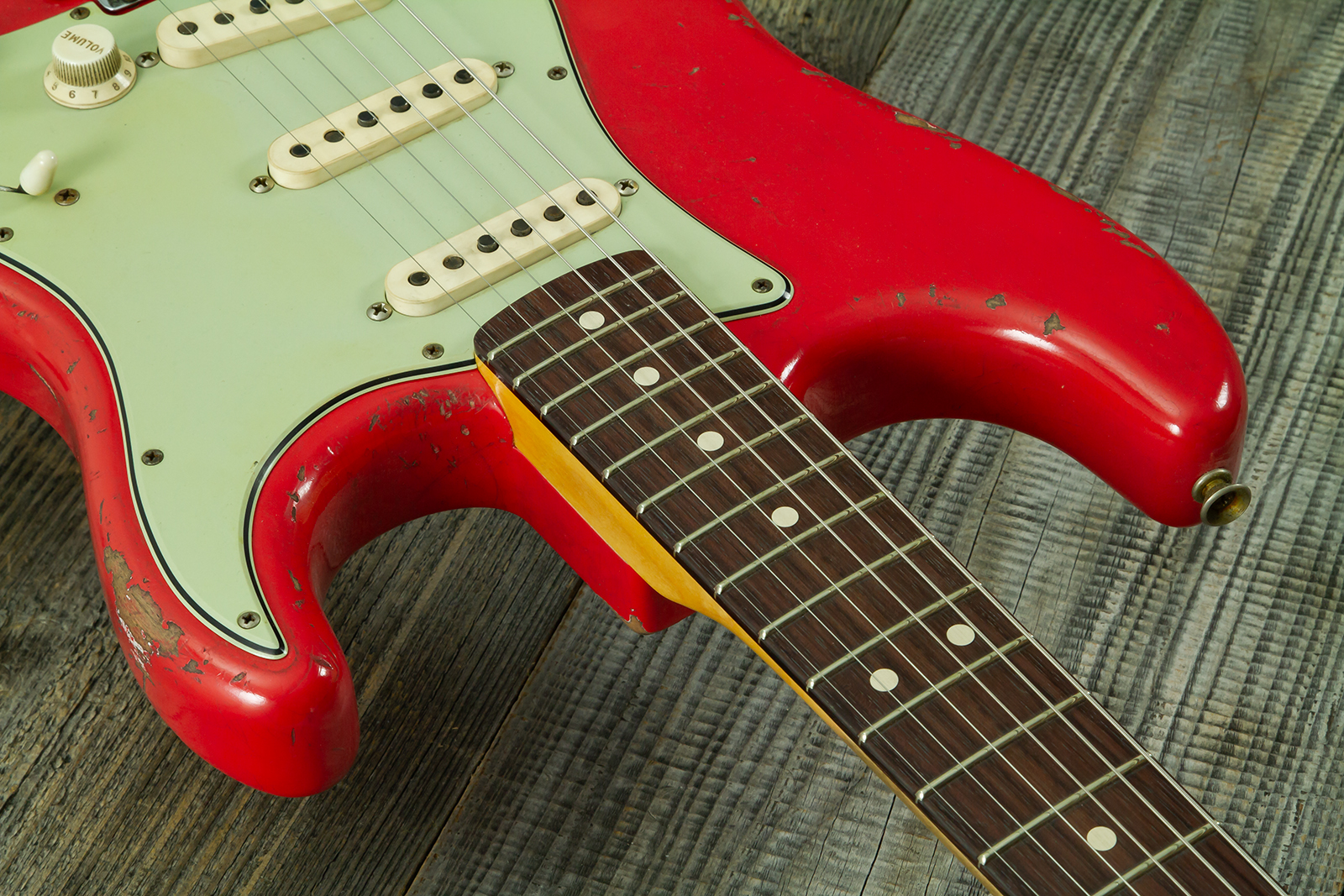 Fender Custom Shop Strat 1963 Mb A.macnutt 3s Trem Rw #r144111 - Relic Fiesta Red - E-Gitarre in Str-Form - Variation 6