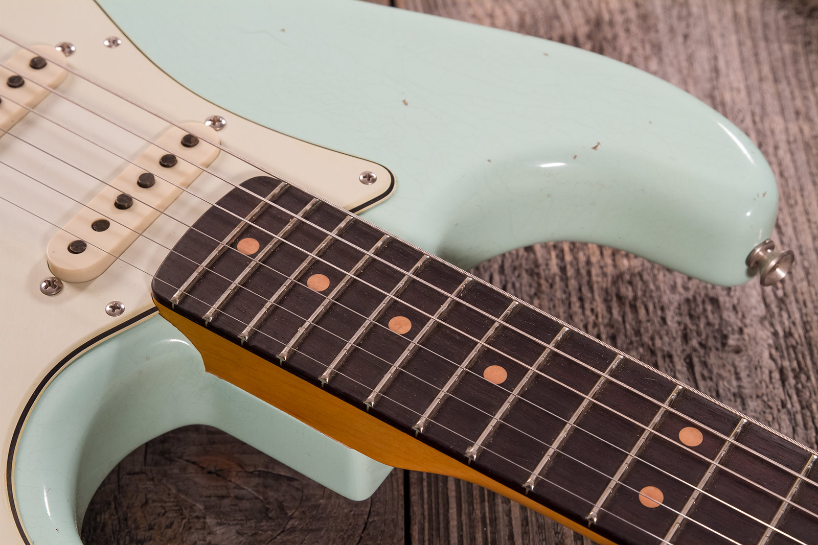 Fender Custom Shop Strat 1964 3s Trem Rw #cz570381 - Journeyman Relic Aged Surf Green - E-Gitarre in Str-Form - Variation 3