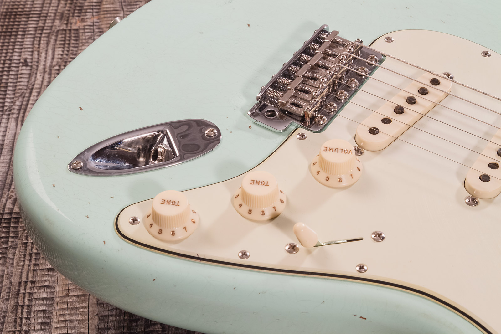 Fender Custom Shop Strat 1964 3s Trem Rw #cz570381 - Journeyman Relic Aged Surf Green - E-Gitarre in Str-Form - Variation 4