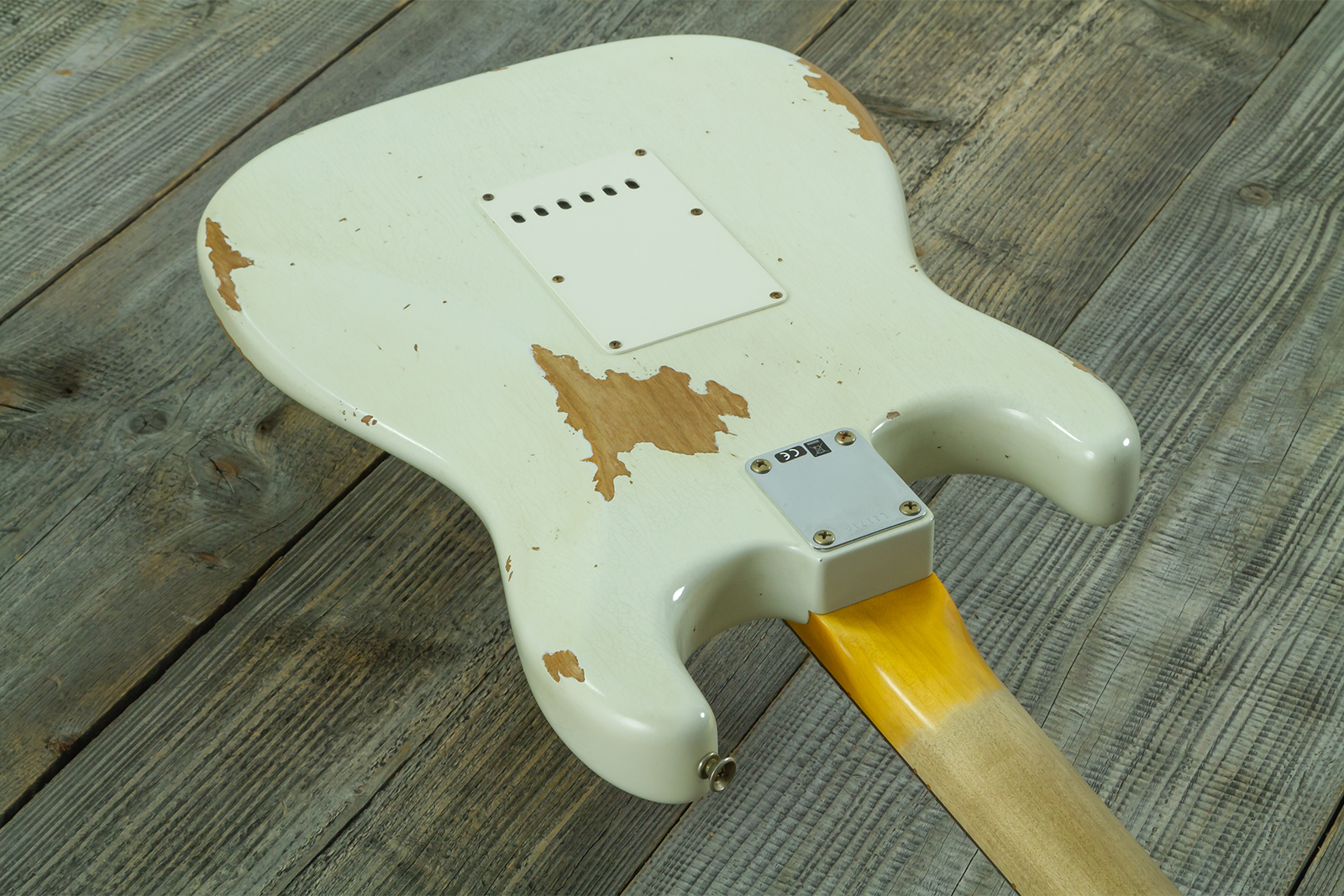 Fender Custom Shop Strat 1964 L-series 3s Trem Rw #l11710 - Heavy Relic Olympic White - E-Gitarre in Str-Form - Variation 9