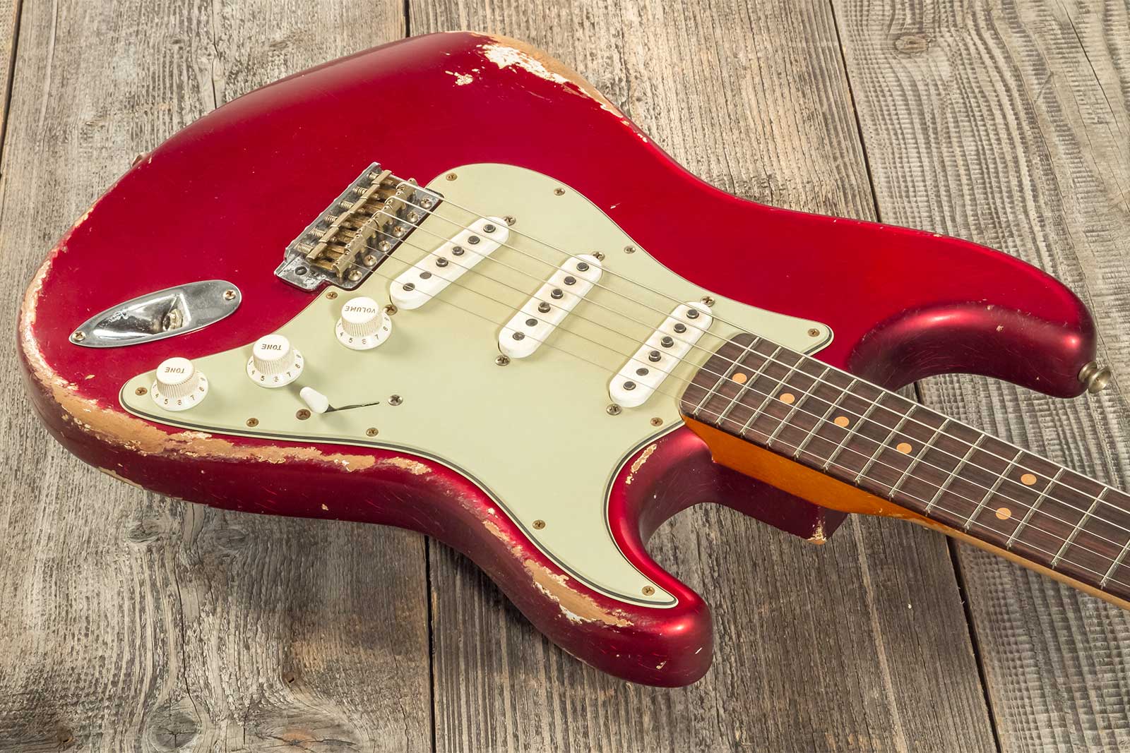Fender Custom Shop Strat 1964 Masterbuilt P.waller 3s Trem Rw #r129130 - Heavy Relic Candy Apple Red - E-Gitarre in Str-Form - Variation 2