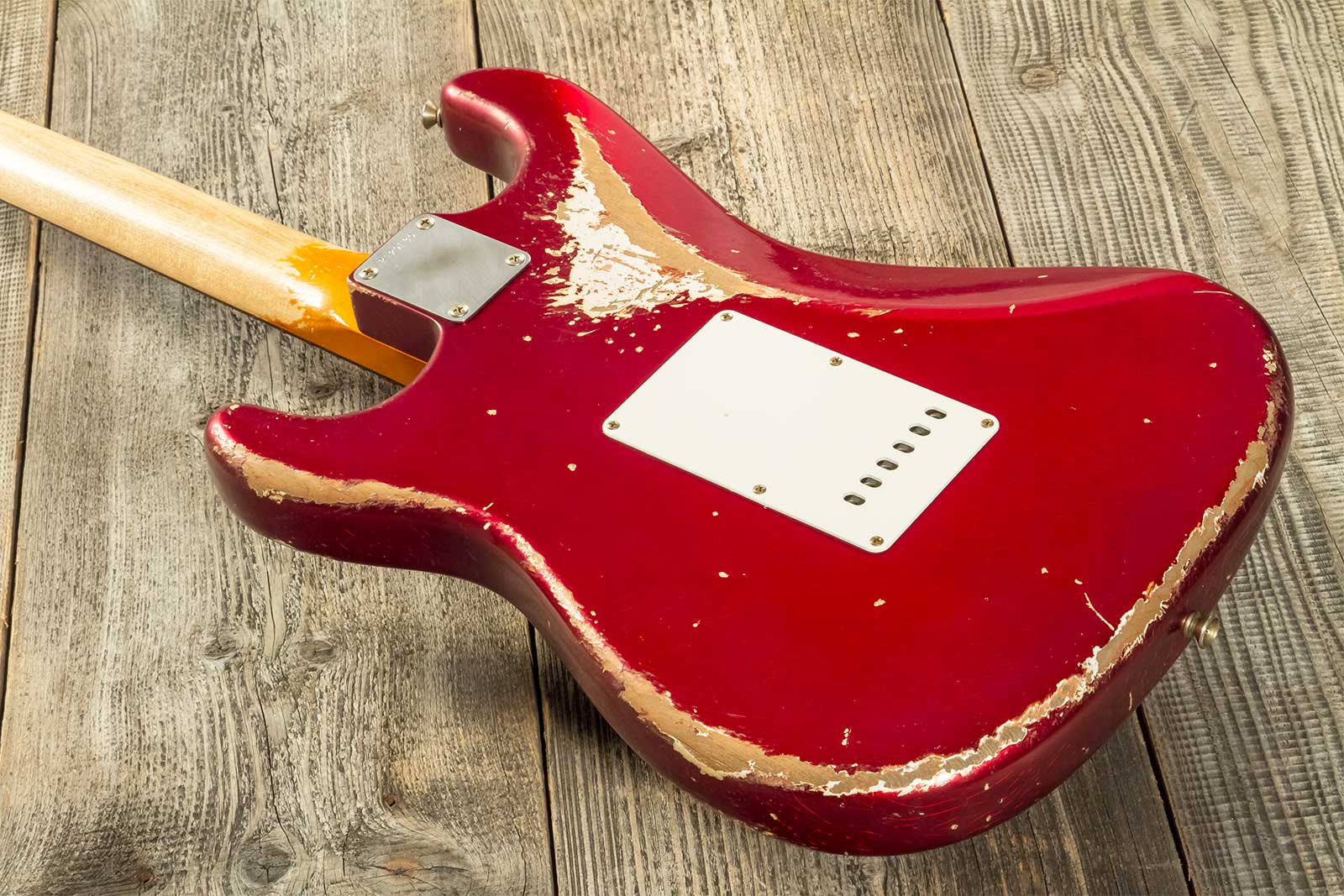 Fender Custom Shop Strat 1964 Masterbuilt P.waller 3s Trem Rw #r129130 - Heavy Relic Candy Apple Red - E-Gitarre in Str-Form - Variation 4