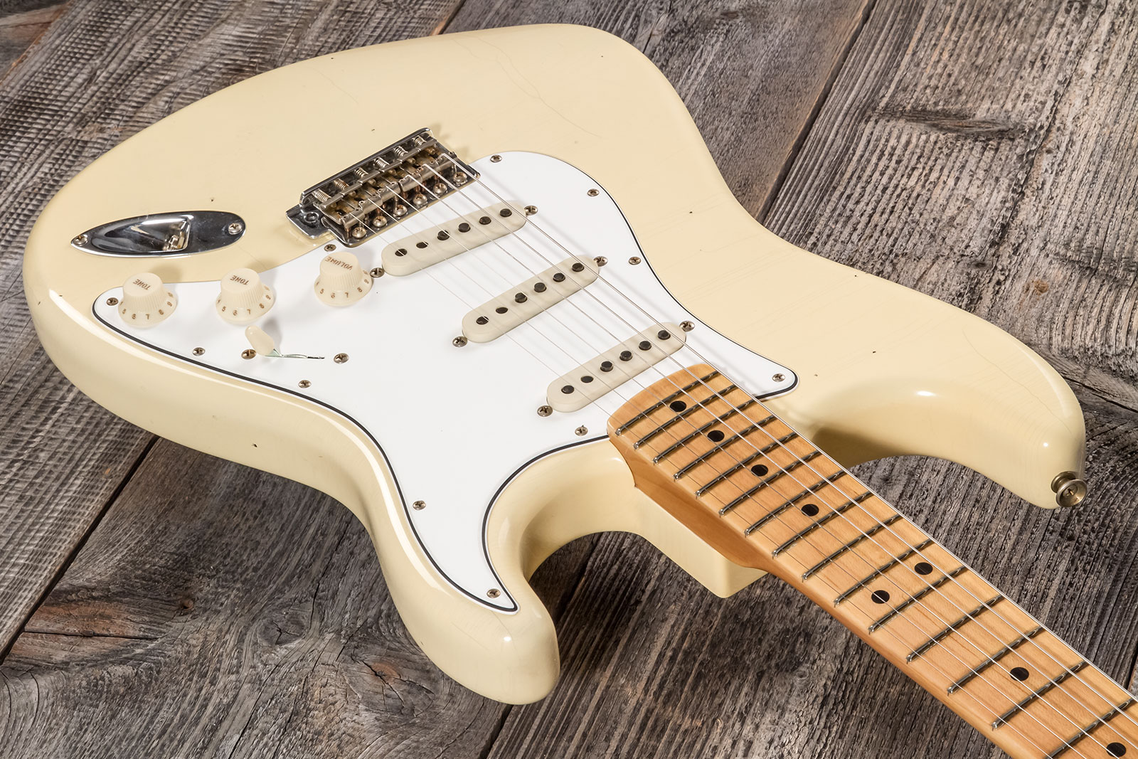 Fender Custom Shop Strat 1969 3s Trem Mn #cz576216 - Journeyman Relic Aged Vintage White - E-Gitarre in Str-Form - Variation 2