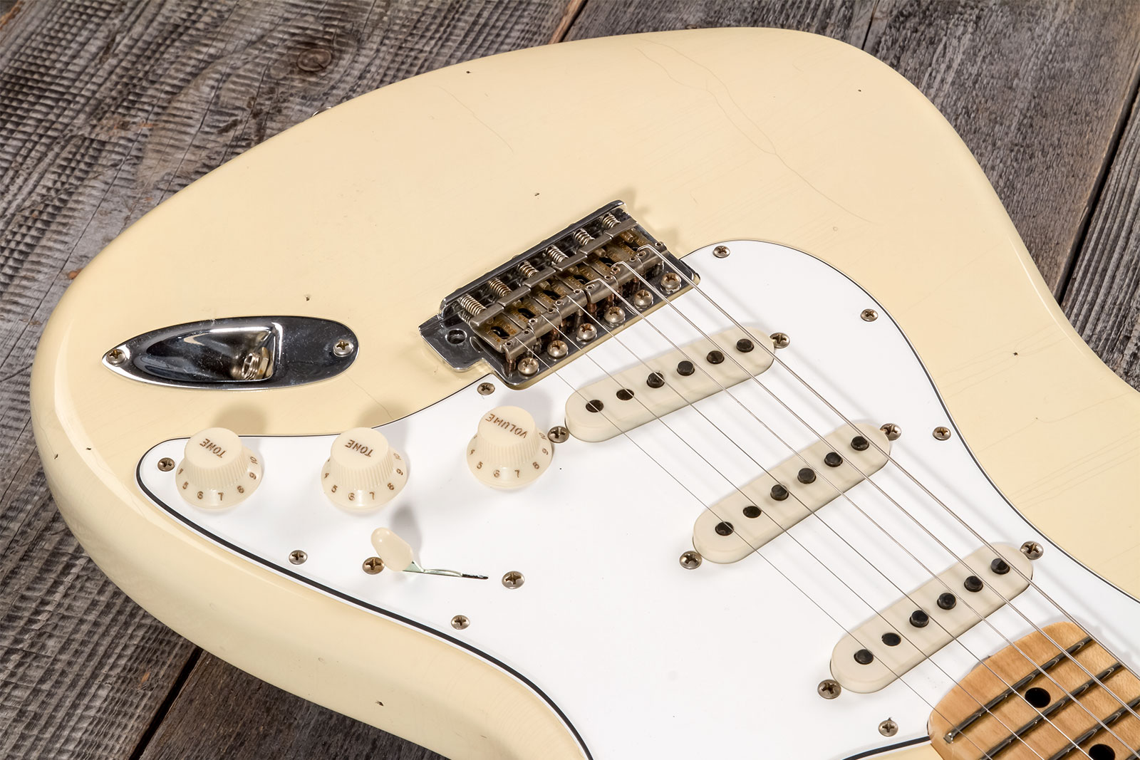 Fender Custom Shop Strat 1969 3s Trem Mn #cz576216 - Journeyman Relic Aged Vintage White - E-Gitarre in Str-Form - Variation 3