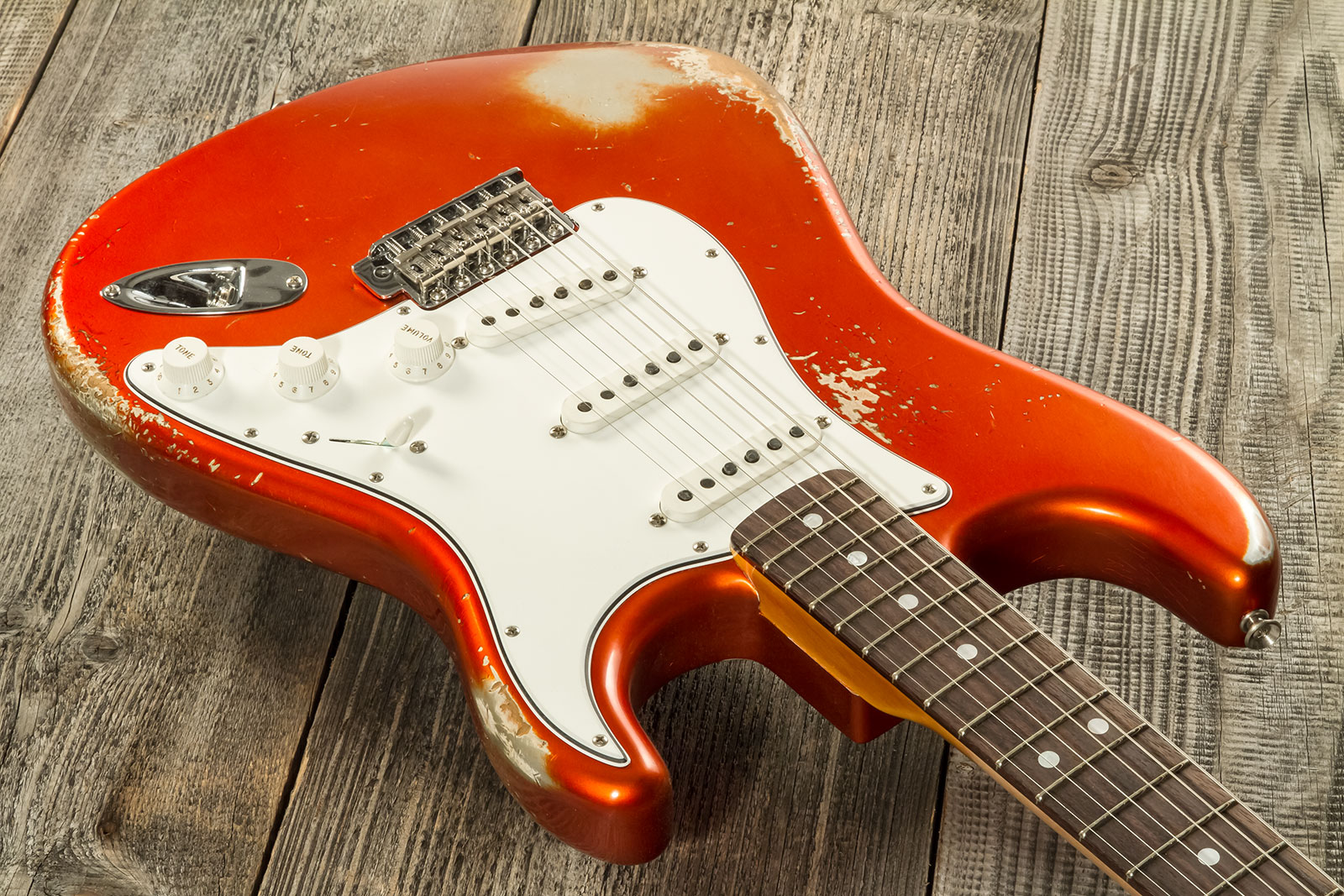 Fender Custom Shop Strat 1969 3s Trem Rw #r132166 - Heavy Relic Candy Tangerine - E-Gitarre in Str-Form - Variation 2