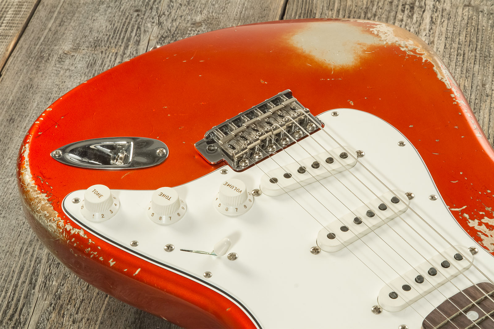 Fender Custom Shop Strat 1969 3s Trem Rw #r132166 - Heavy Relic Candy Tangerine - E-Gitarre in Str-Form - Variation 3