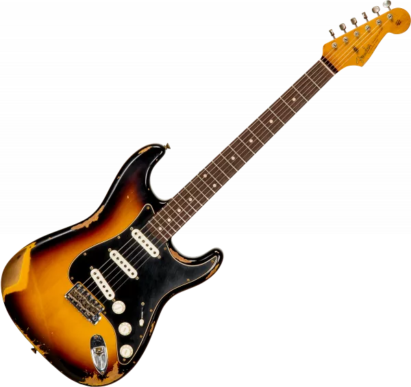 Solidbody e-gitarre Fender Custom Shop Dual-Mag II Stratocaster Ltd #CZ563967 - Heavy relic 3-color sunburst