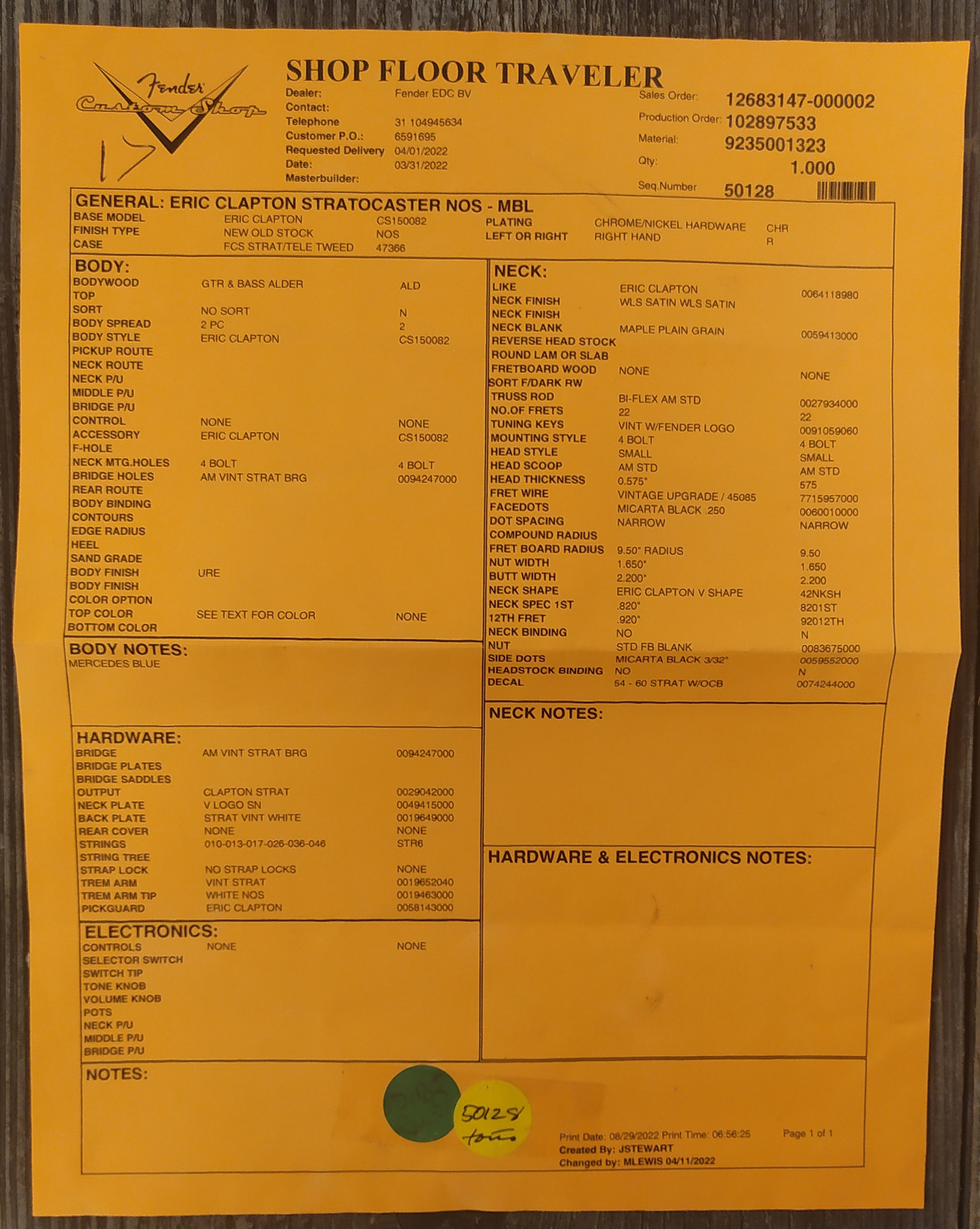 Fender Custom Shop Strat Eric Clapton Signature 3s Trem Mn #cz562539 - Nos Mercedes Blue - E-Gitarre in Str-Form - Variation 10