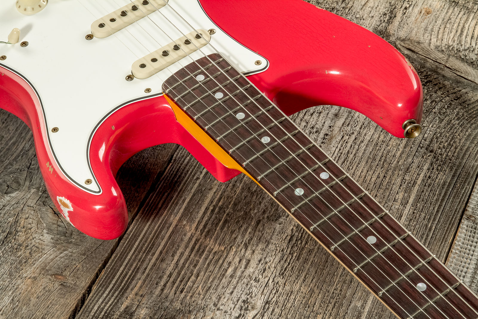 Fender Custom Shop Strat Late 1964 Trem 3s Rw #cz575557 - Relic Aged Fiesta Red - E-Gitarre in Str-Form - Variation 3
