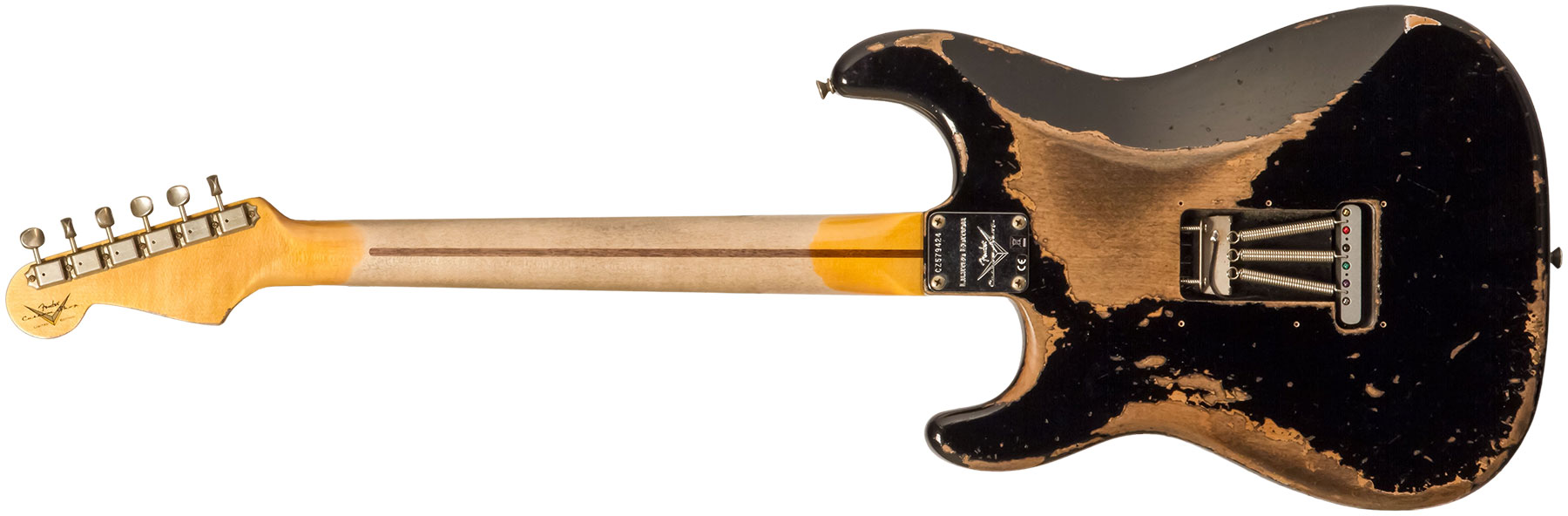 Fender Custom Shop Strat Poblano 3s Trem Mn #cz579424 - Super Heavy Relic Black - E-Gitarre in Str-Form - Variation 2