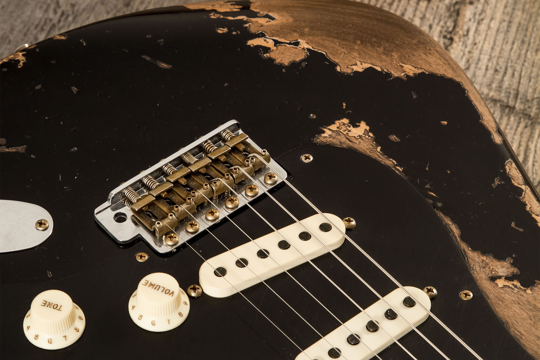 Fender Custom Shop Strat Poblano 3s Trem Mn #cz579424 - Super Heavy Relic Black - E-Gitarre in Str-Form - Variation 4