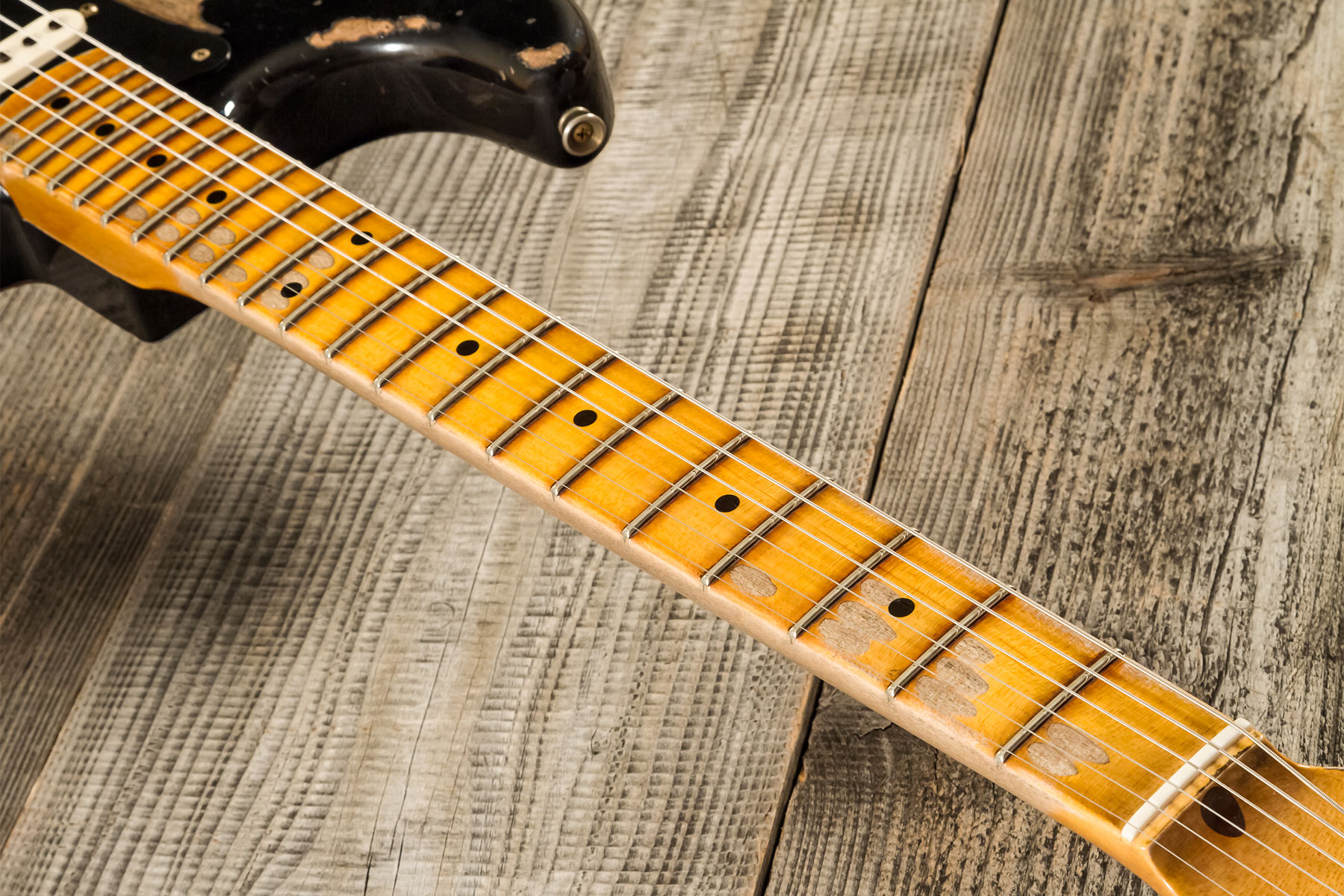 Fender Custom Shop Strat Poblano 3s Trem Mn #cz579424 - Super Heavy Relic Black - E-Gitarre in Str-Form - Variation 8