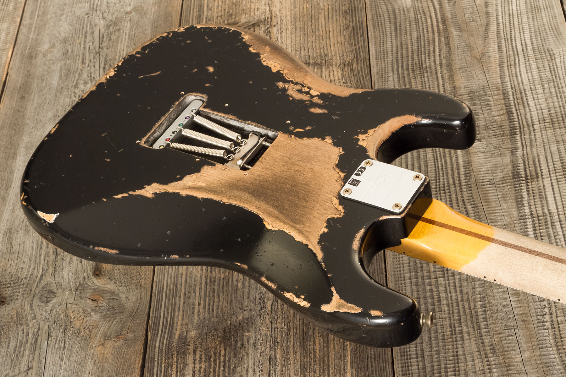 Fender Custom Shop Strat Poblano 3s Trem Mn #cz579424 - Super Heavy Relic Black - E-Gitarre in Str-Form - Variation 9