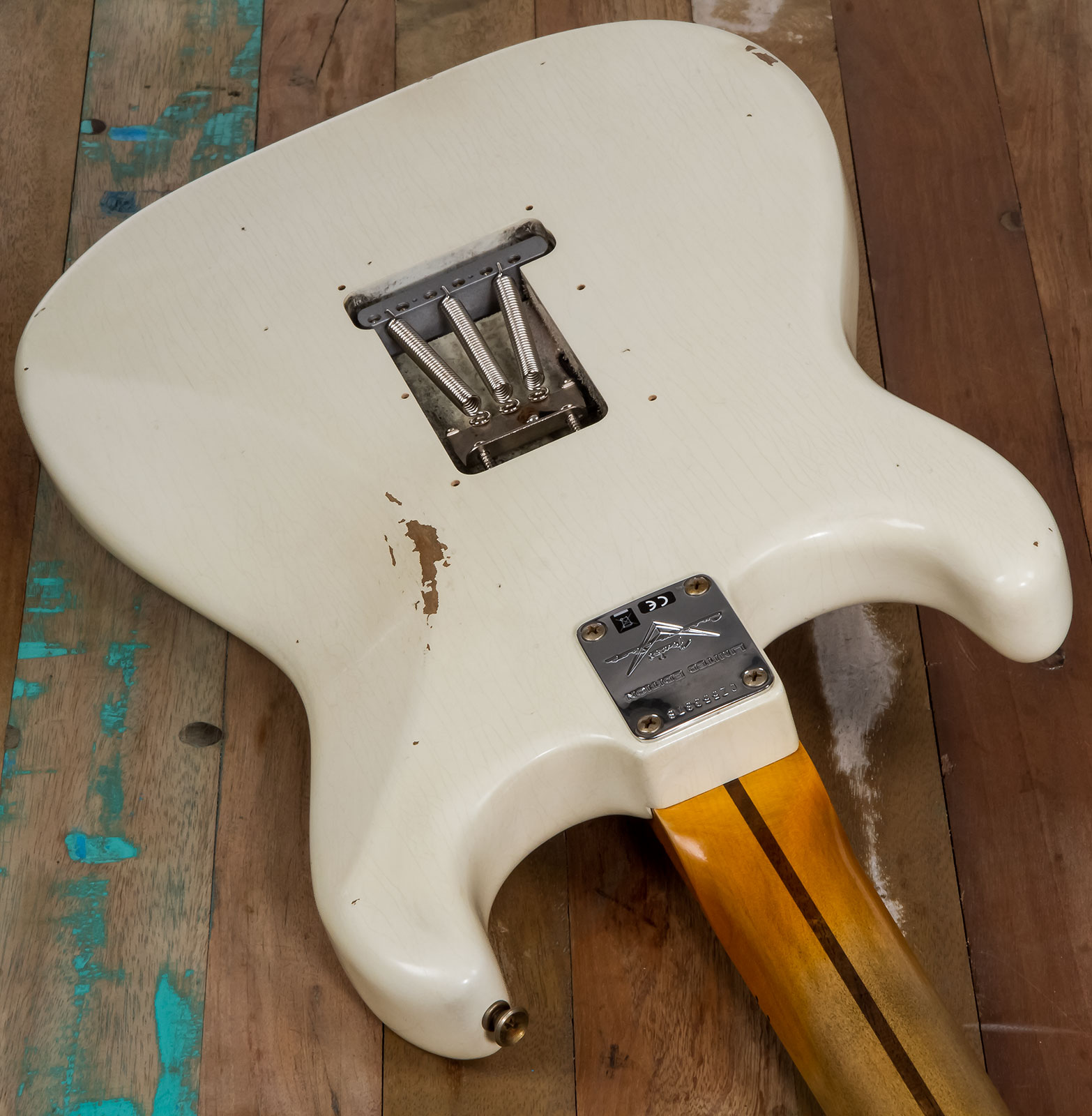 Fender Custom Shop Strat Poblano Ii 3s Trem Mn #cz555378 - Relic Olympic White - E-Gitarre in Str-Form - Variation 4