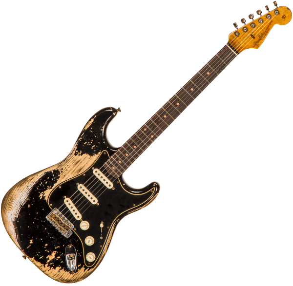 Solidbody e-gitarre Fender Custom Shop Poblano Stratocaster #CZ558975 - Super heavy relic black
