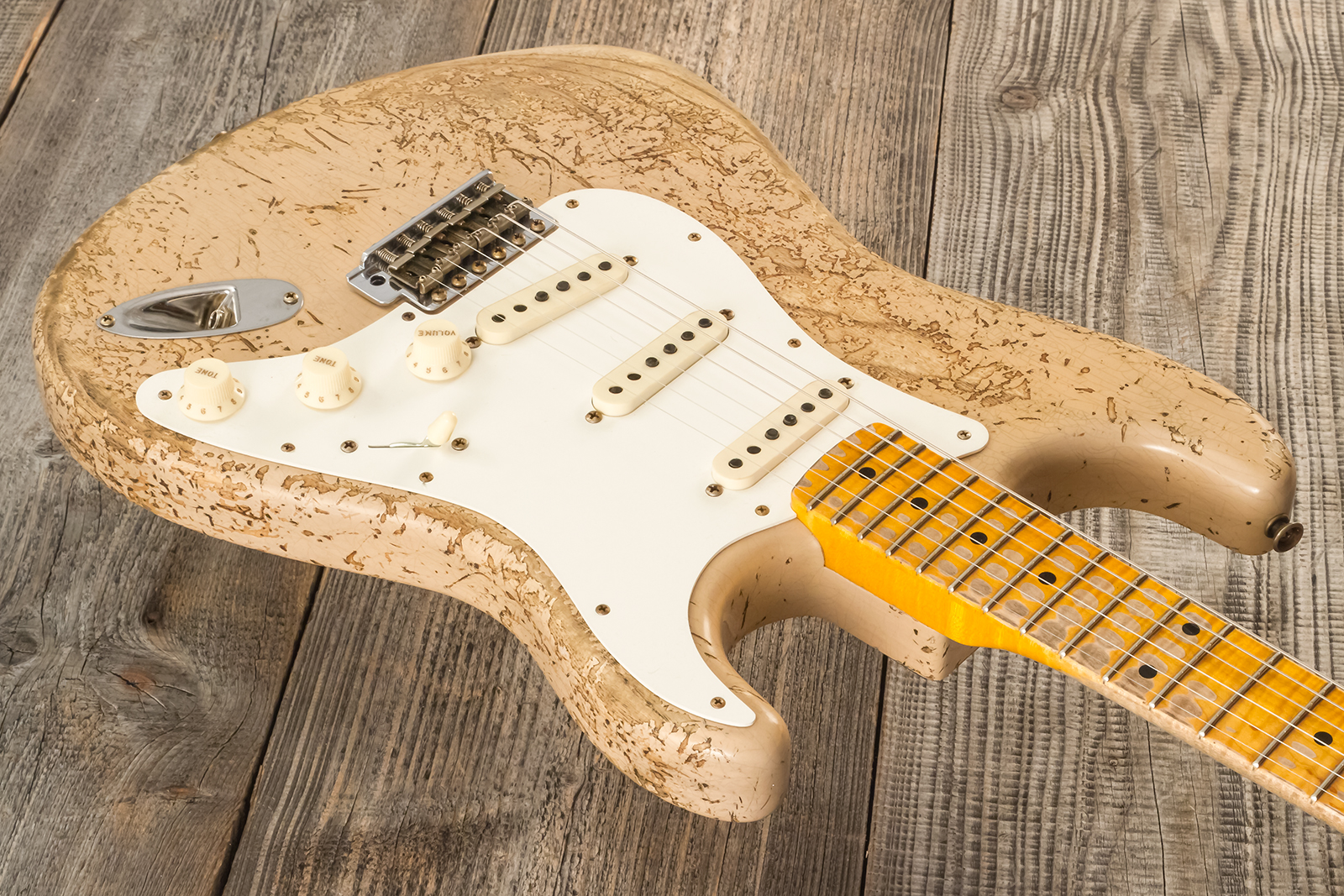 Fender Custom Shop Strat Red Hot 3s Trem #cz584115 - Super Heavy Relic White Blonde - E-Gitarre in Str-Form - Variation 2