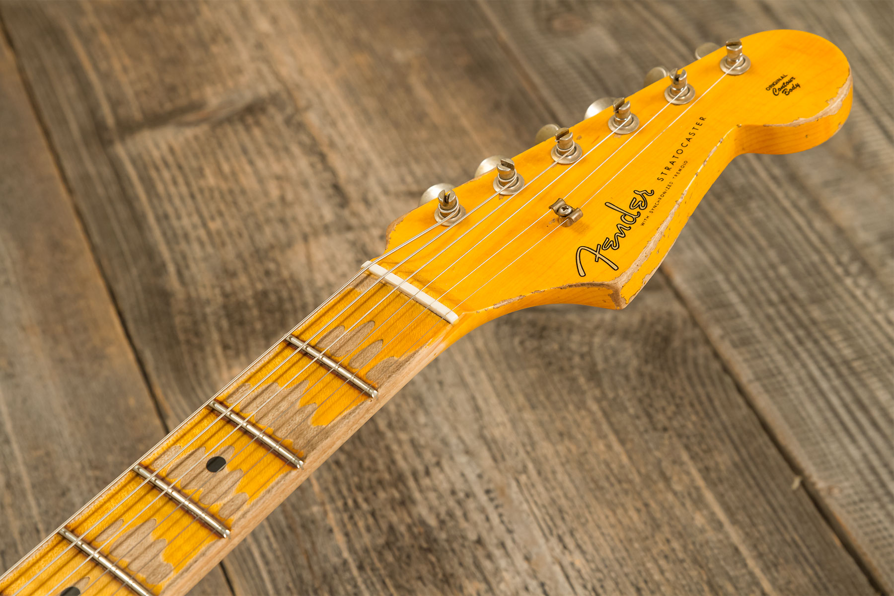 Fender Custom Shop Strat Red Hot 3s Trem Mn #cz579453 - Super Heavy Relic White Blonde - E-Gitarre in Str-Form - Variation 9