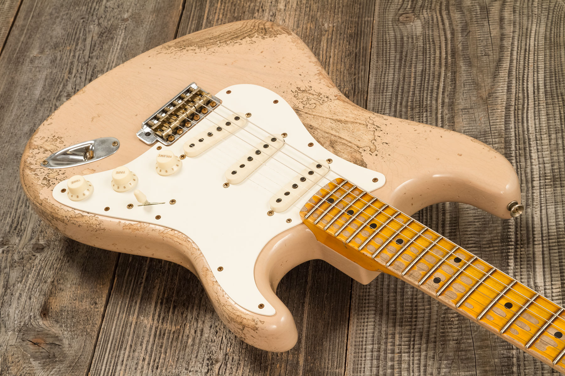 Fender Custom Shop Strat Red Hot 3s Trem Mn #cz579453 - Super Heavy Relic White Blonde - E-Gitarre in Str-Form - Variation 2
