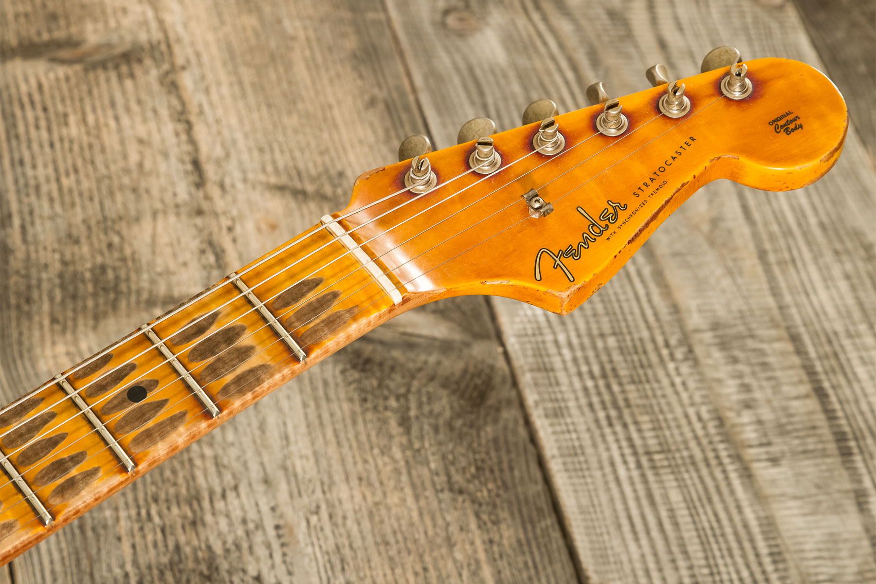 Fender Custom Shop Strat Red Hot 3s Trem Mn #cz580088 - Super Heavy Relic 3-color Sunburst - E-Gitarre in Str-Form - Variation 10