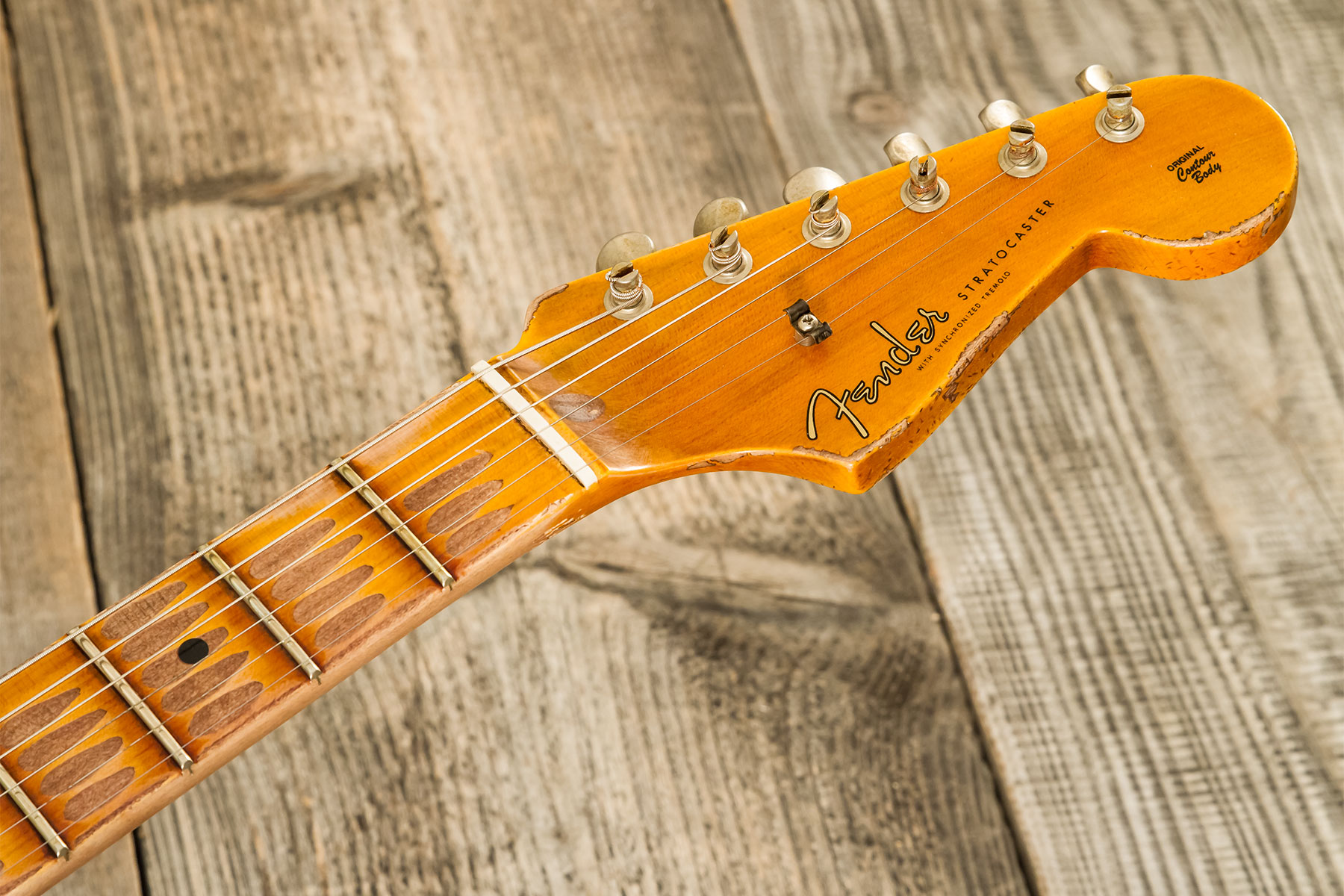 Fender Custom Shop Strat Red Hot 3s Trem Mn #cz580650 - Super Heavy Relic Chocolate 3-color Sunburst - E-Gitarre in Str-Form - Variation 10
