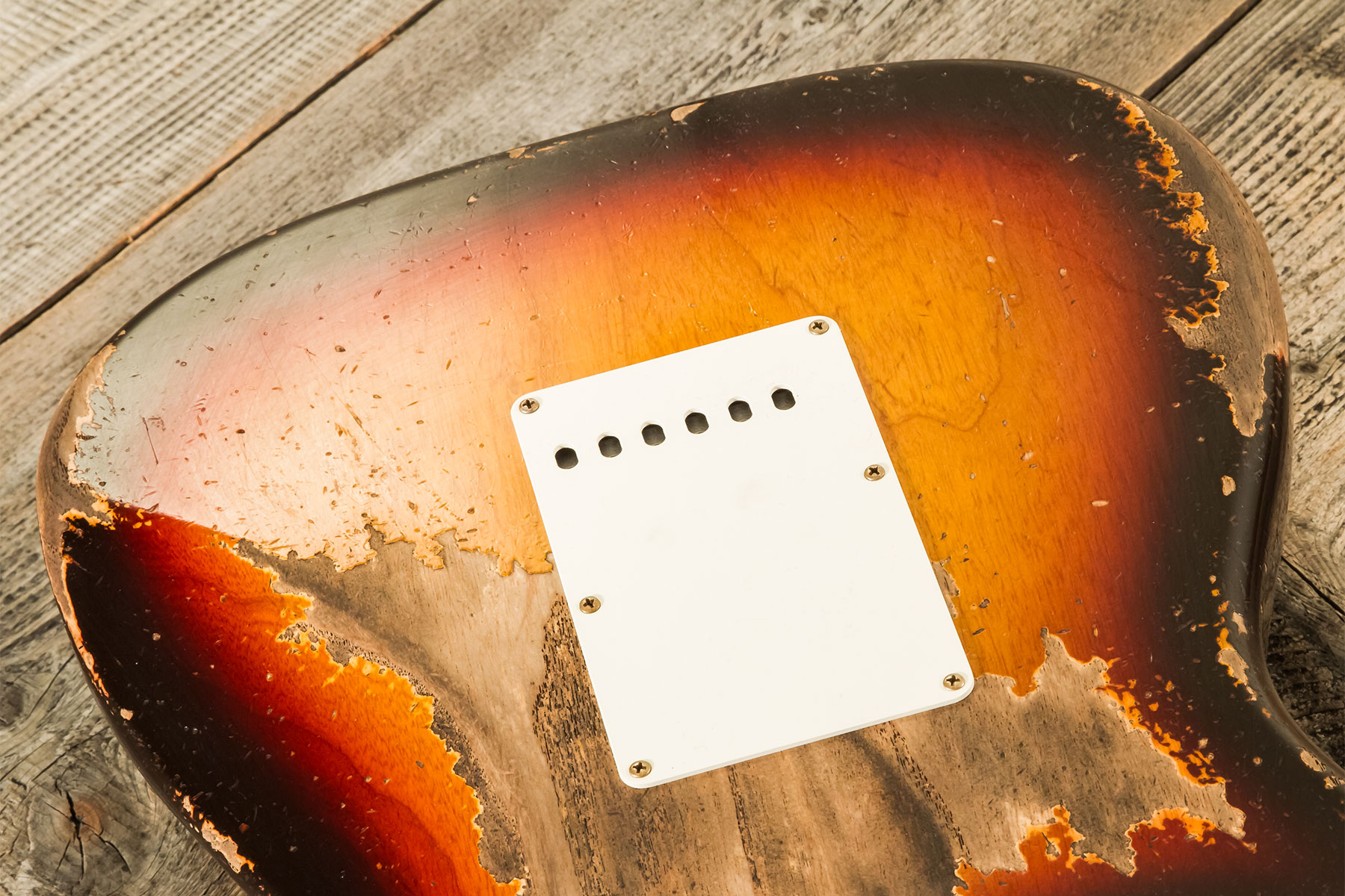 Fender Custom Shop Strat Red Hot 3s Trem Mn #cz580650 - Super Heavy Relic Chocolate 3-color Sunburst - E-Gitarre in Str-Form - Variation 7