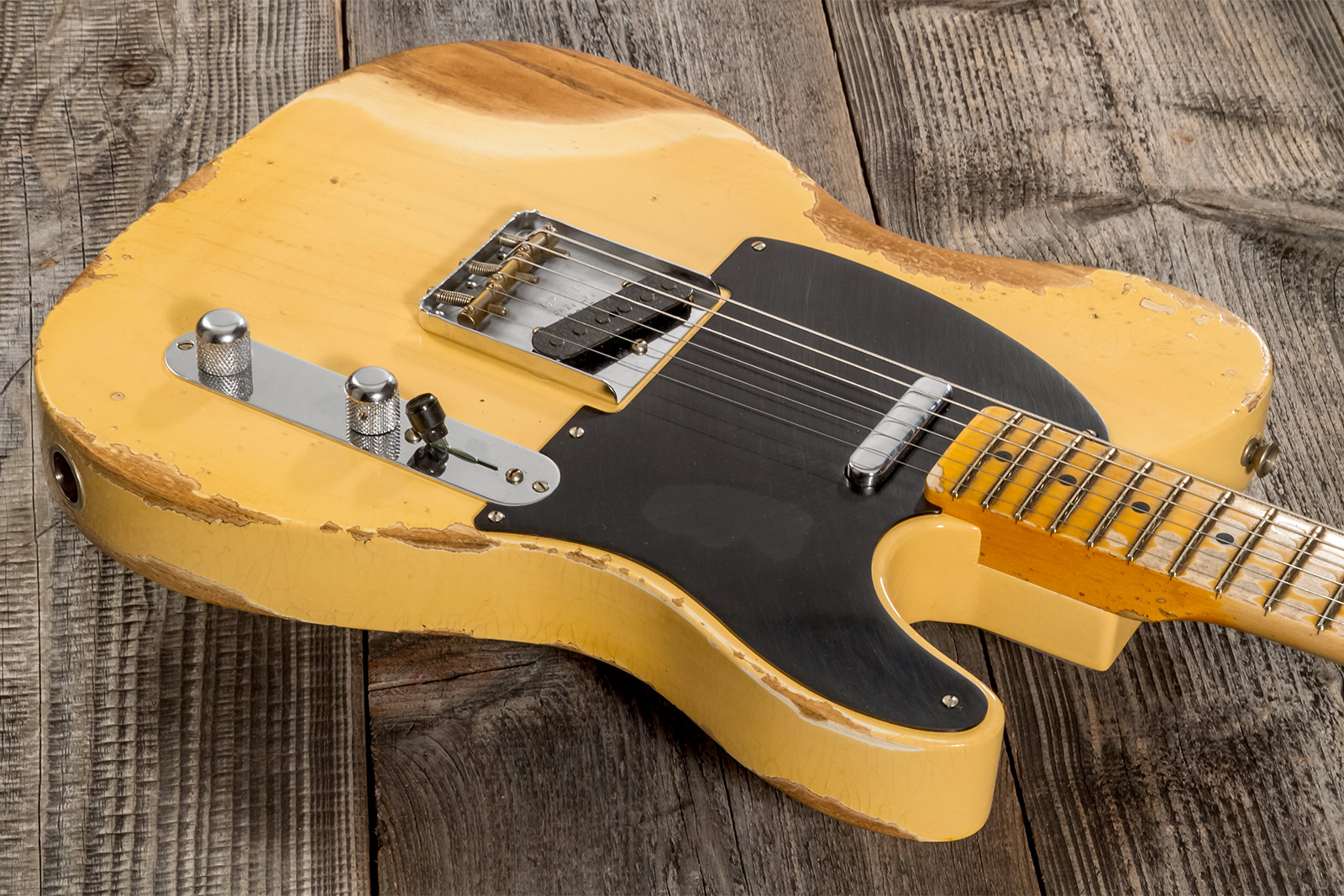 Fender Custom Shop Tele 1952 2s Ht Mn #r131281 - Heavy Relic Aged Nocaster Blonde - E-Gitarre in Teleform - Variation 2