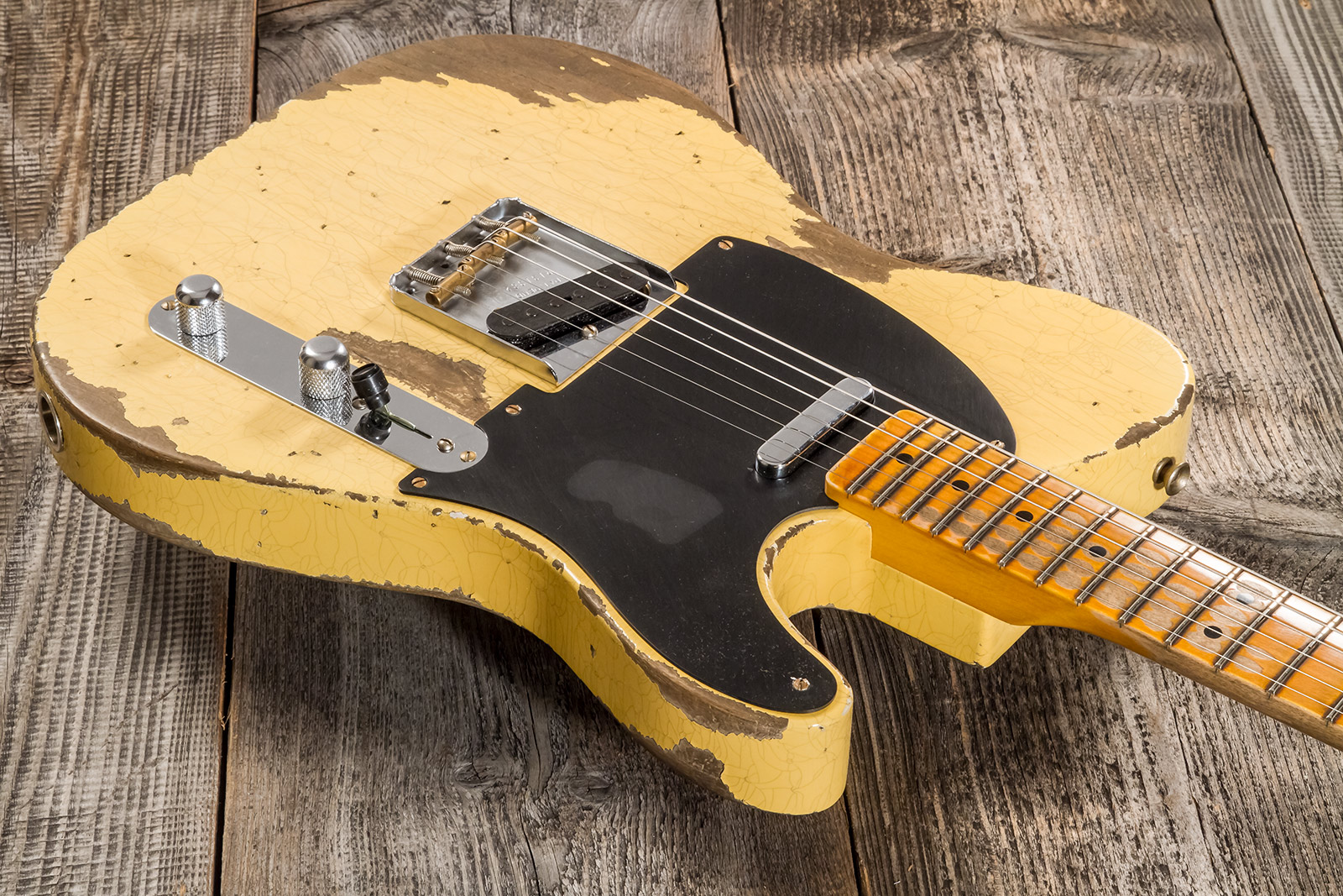 Fender Custom Shop Tele 1952 2s Ht Mn #r131382 - Heavy Relic Aged Nocaster Blonde - E-Gitarre in Teleform - Variation 2