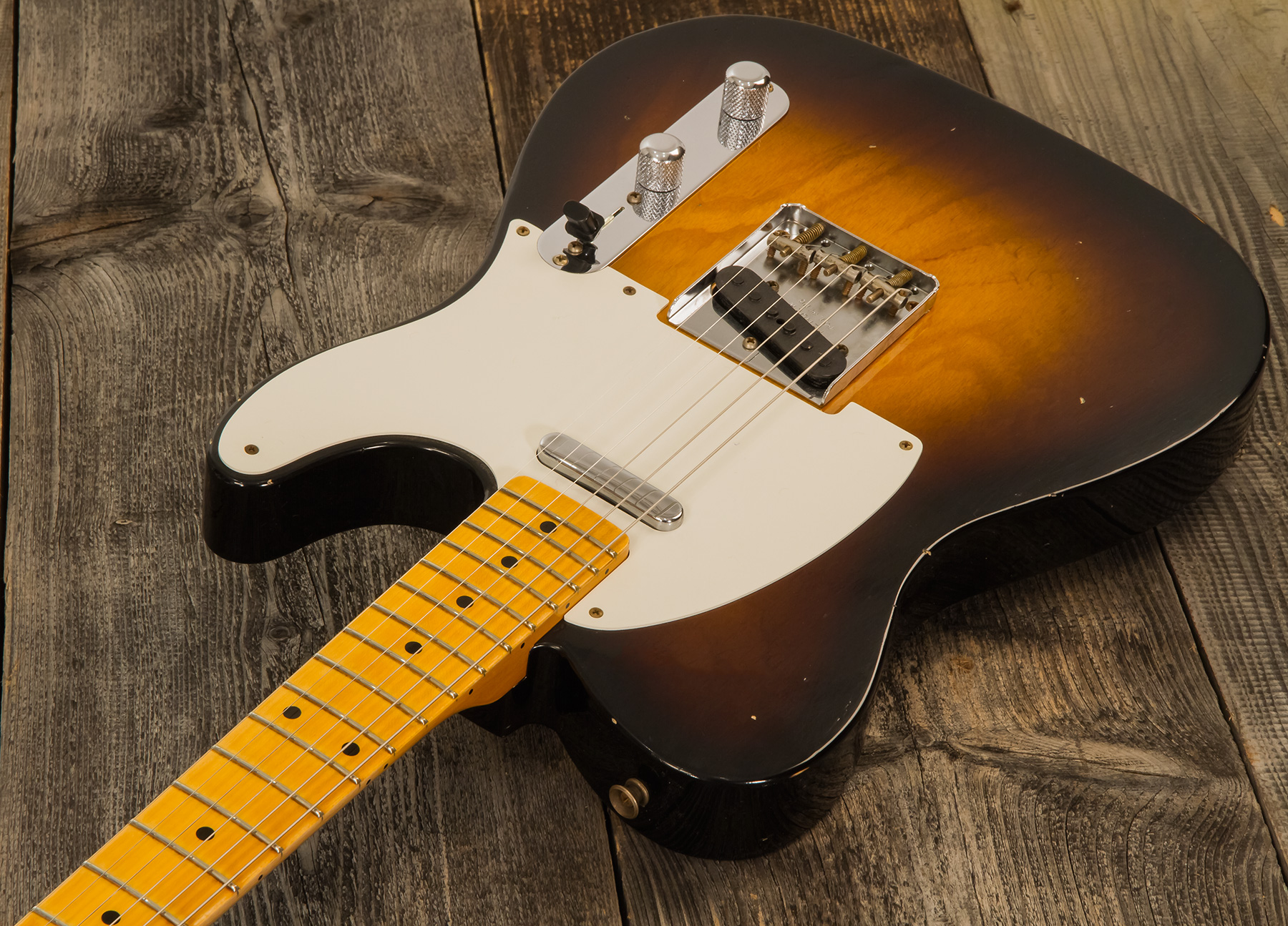 Fender Custom Shop Tele 1955 Ltd 2s Ht Mn #cz560649 - Relic Wide Fade 2-color Sunburst - E-Gitarre in Teleform - Variation 2