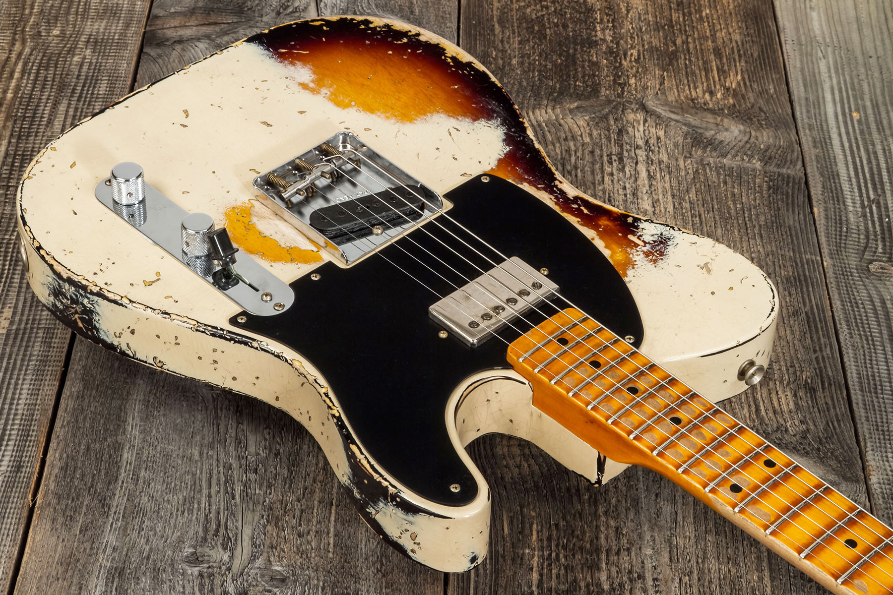 Fender Custom Shop Tele 1957 Sh Ht Mn #r117579 - Heavy Relic Desert Sand Ov. Sunburst - E-Gitarre in Teleform - Variation 2