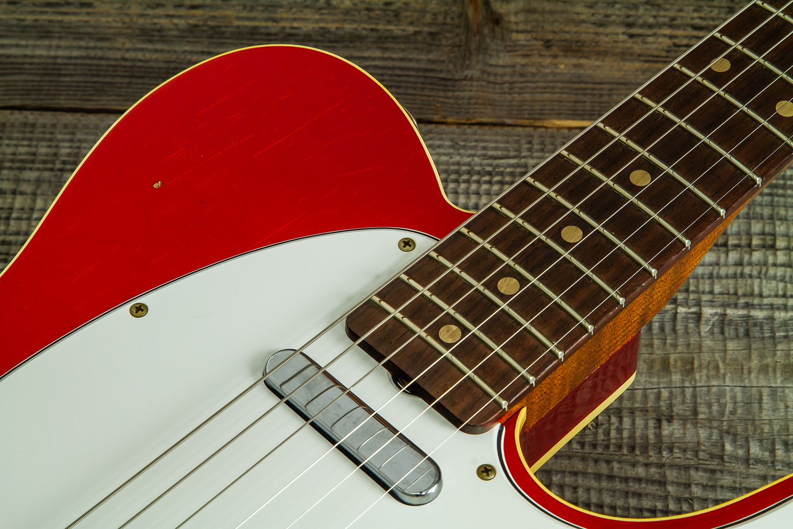 Fender Custom Shop Tele 1959 Vintage Custom 2s Ht Rw #r147953 - Journeyman Relic Candy Apple Red - E-Gitarre in Teleform - Variation 6