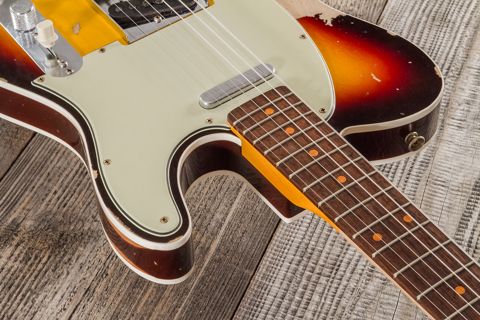 Fender Custom Shop Tele 1960 2s Ht Rw - Heavy Relic Chocolate 3-color Sunburst - E-Gitarre in Teleform - Variation 10