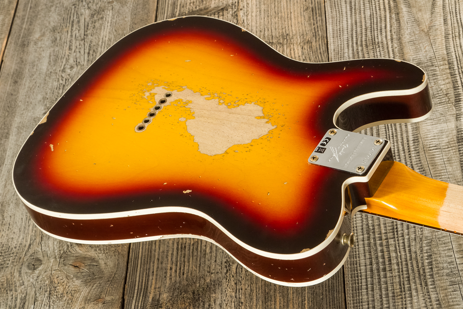 Fender Custom Shop Tele 1960 2s Ht Rw - Heavy Relic Chocolate 3-color Sunburst - E-Gitarre in Teleform - Variation 13