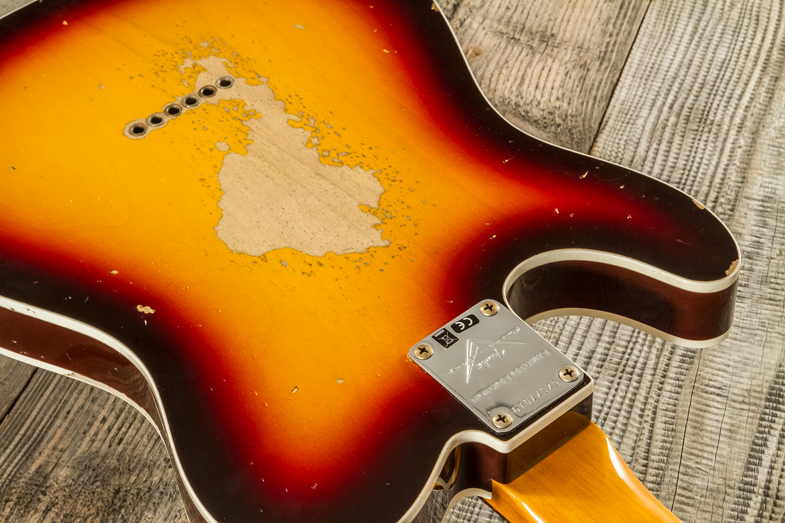 Fender Custom Shop Tele 1960 2s Ht Rw - Heavy Relic Chocolate 3-color Sunburst - E-Gitarre in Teleform - Variation 14