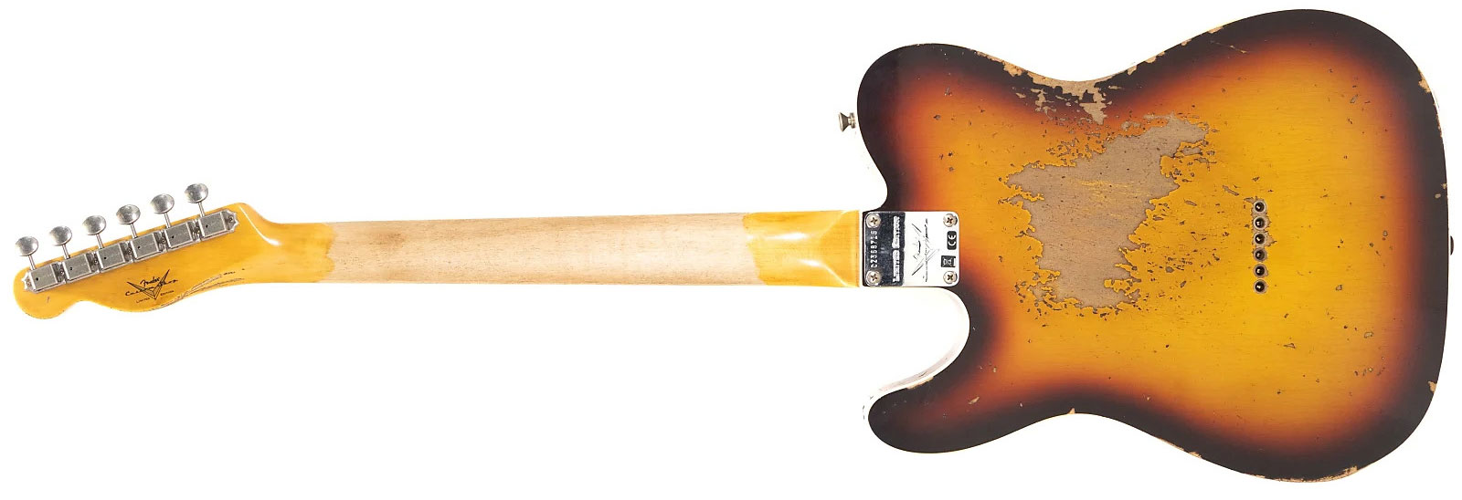 Fender Custom Shop Tele 1960 2s Ht Rw - Heavy Relic Chocolate 3-color Sunburst - E-Gitarre in Teleform - Variation 2
