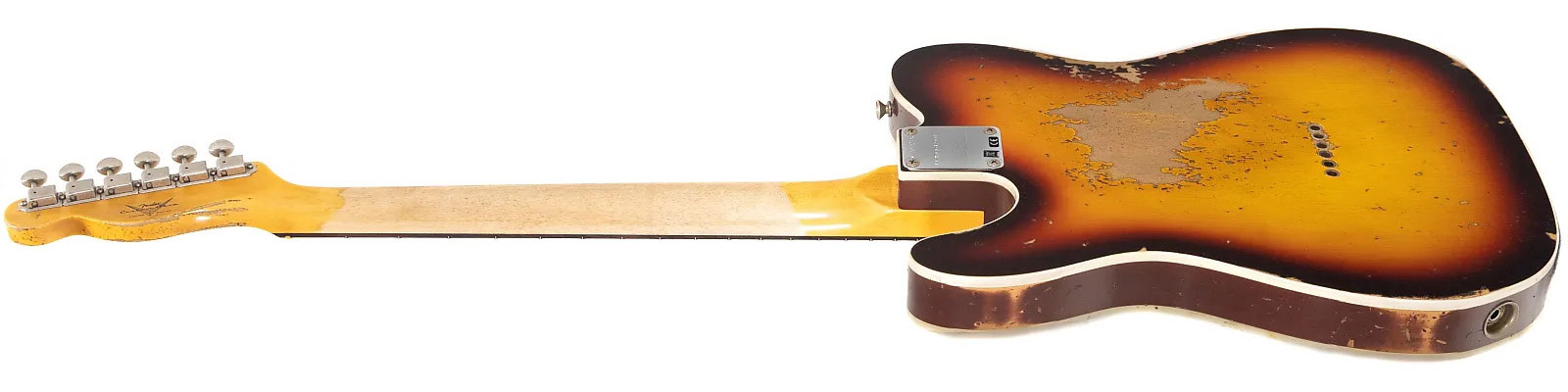 Fender Custom Shop Tele 1960 2s Ht Rw - Heavy Relic Chocolate 3-color Sunburst - E-Gitarre in Teleform - Variation 3