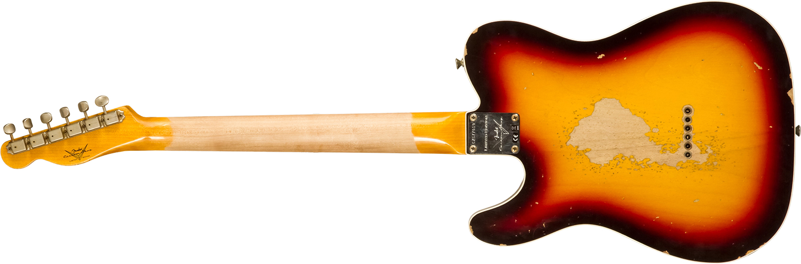 Fender Custom Shop Tele 1960 2s Ht Rw - Heavy Relic Chocolate 3-color Sunburst - E-Gitarre in Teleform - Variation 6