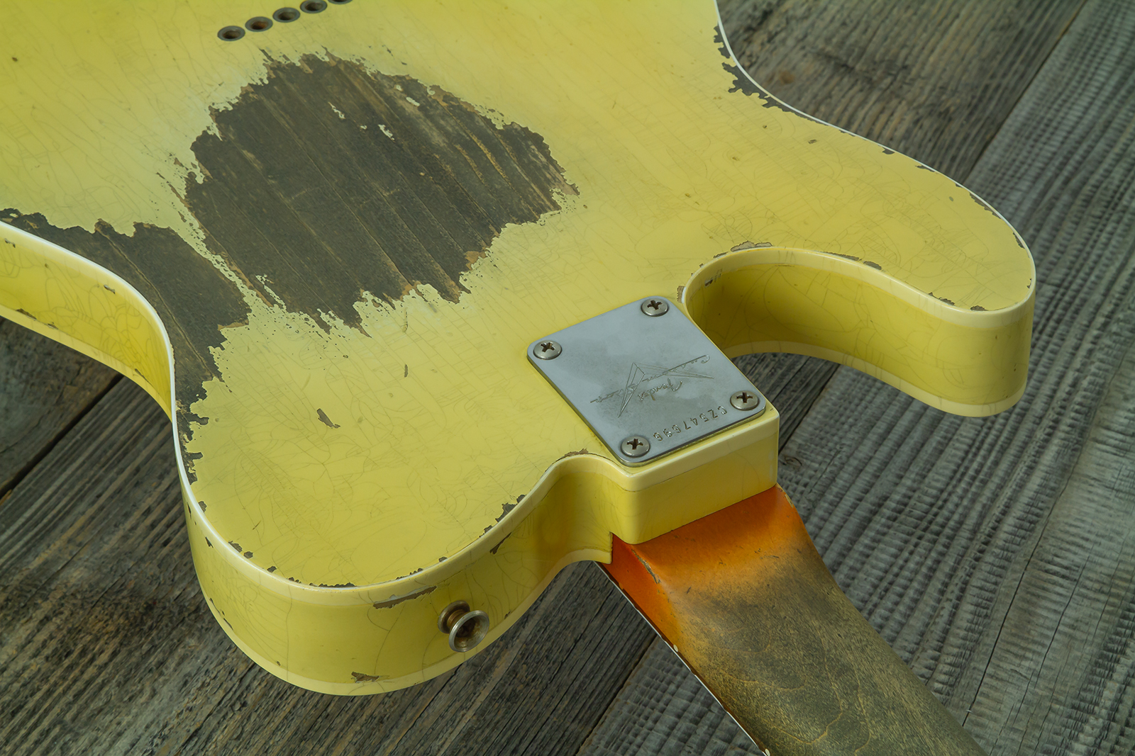 Fender Custom Shop Tele 1960 Custom Mb D.wilson 2s Ht Rw #cz547696 - Heavy Relic Aged Vintage White - E-Gitarre in Teleform - Variation 10