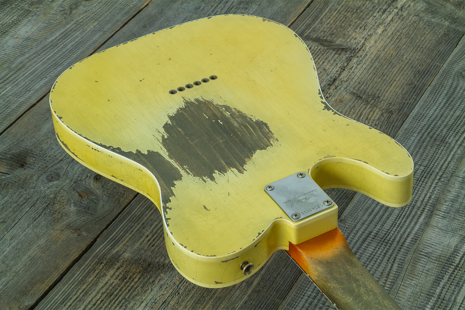 Fender Custom Shop Tele 1960 Custom Mb D.wilson 2s Ht Rw #cz547696 - Heavy Relic Aged Vintage White - E-Gitarre in Teleform - Variation 8