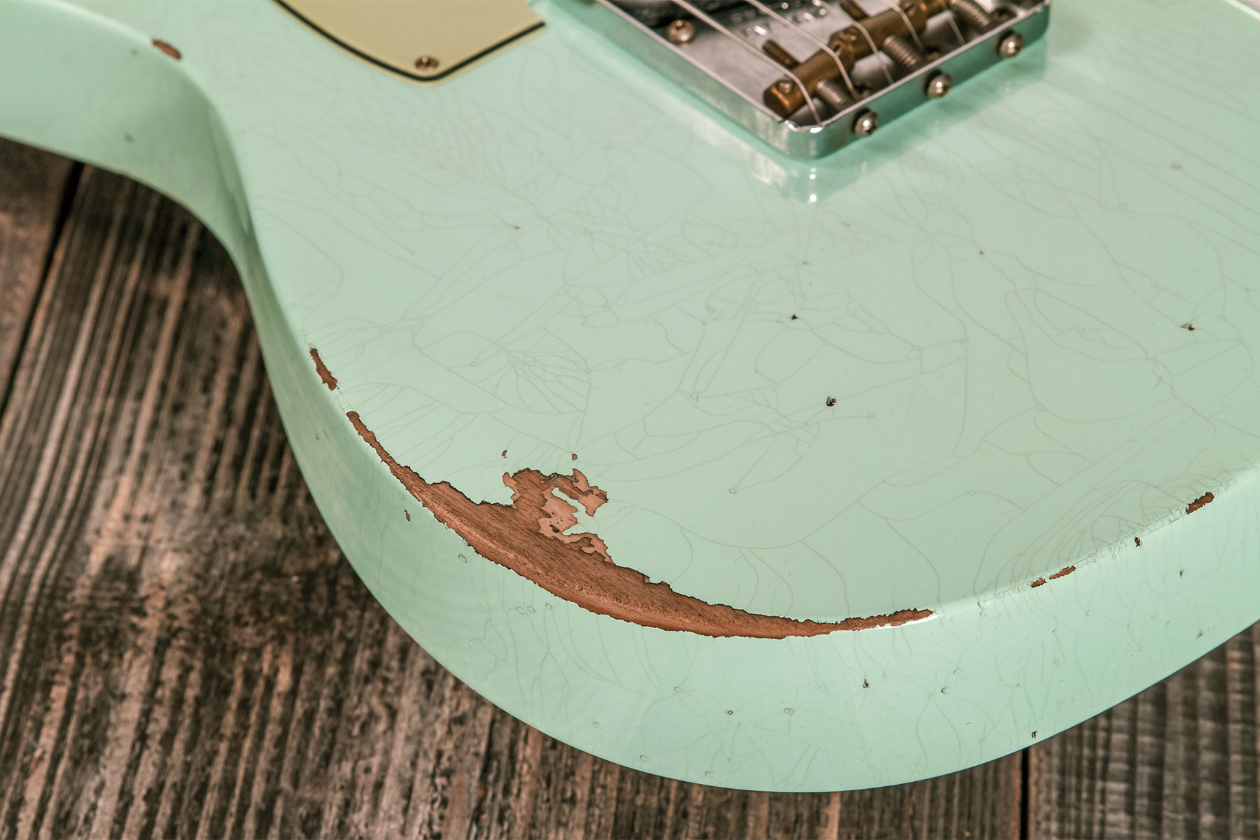 Fender Custom Shop Tele 1961 2s Ht Rw #cz565334 - Relic Faded Surf Green - E-Gitarre in Teleform - Variation 3