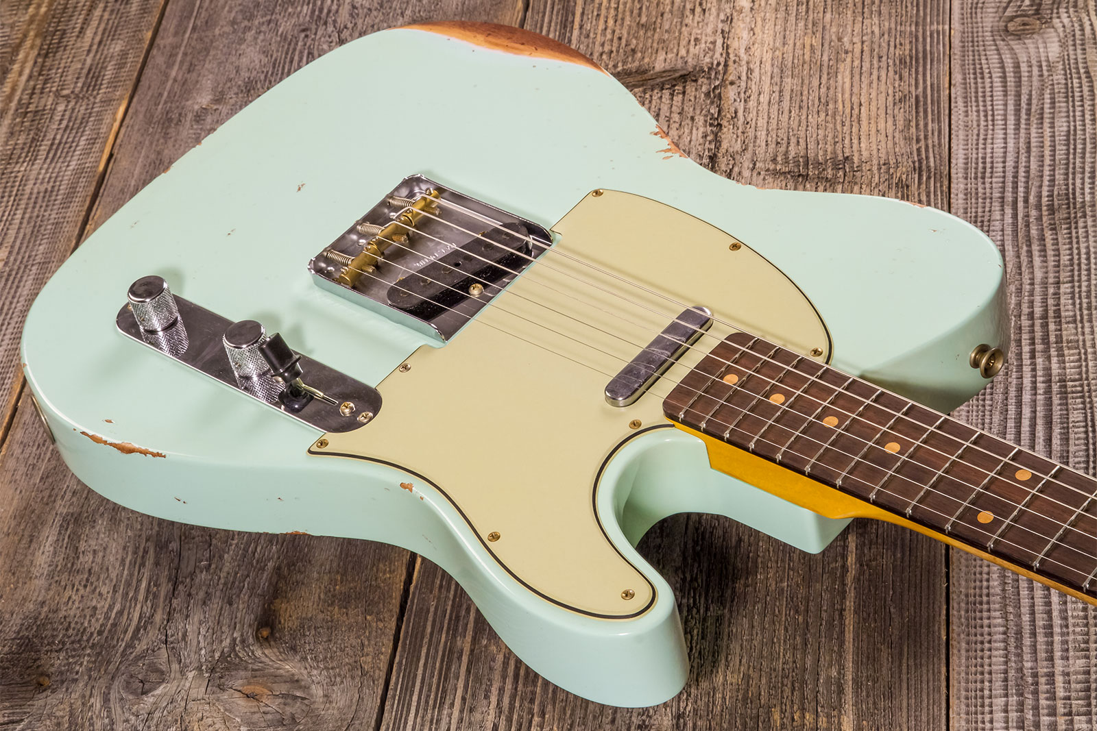Fender Custom Shop Tele 1961 2s Ht Rw #cz576010 - Relic Aged Surf Green - E-Gitarre in Teleform - Variation 2