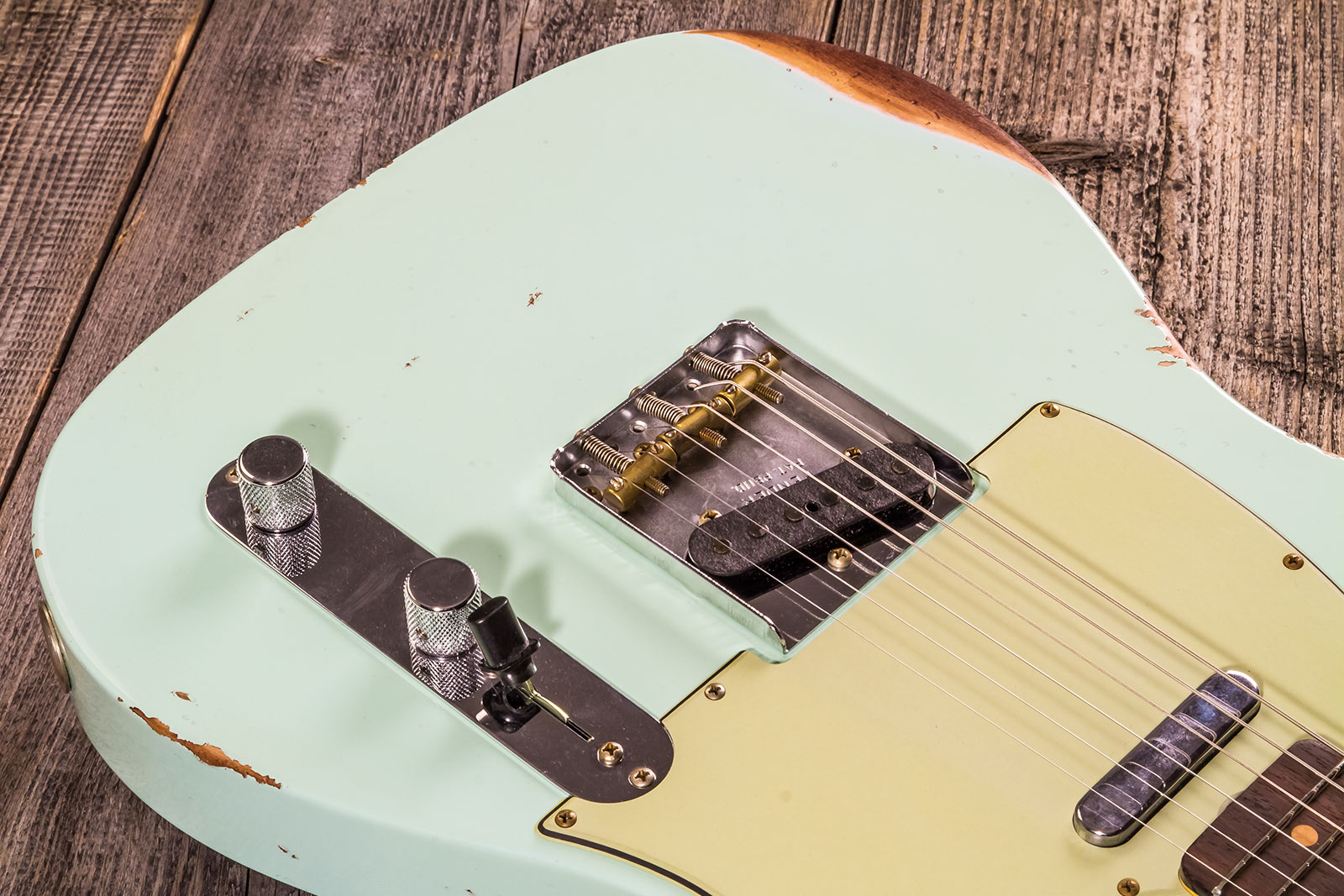 Fender Custom Shop Tele 1961 2s Ht Rw #cz576010 - Relic Aged Surf Green - E-Gitarre in Teleform - Variation 3