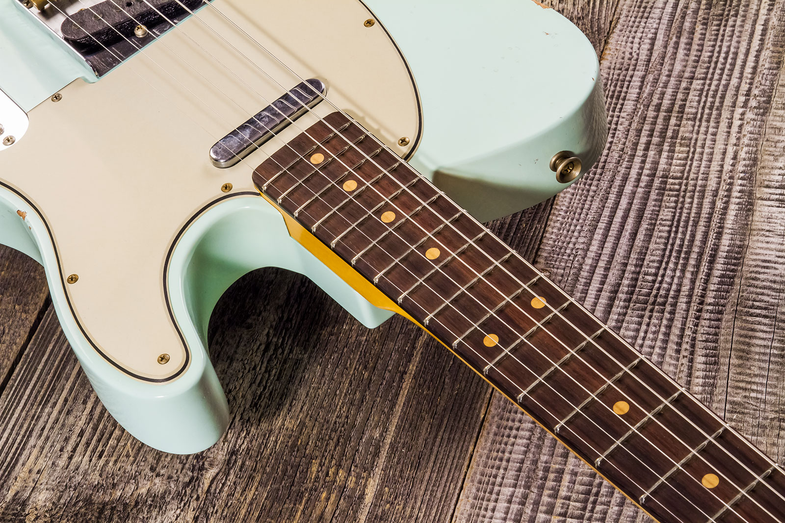 Fender Custom Shop Tele 1961 2s Ht Rw #cz576010 - Relic Aged Surf Green - E-Gitarre in Teleform - Variation 4