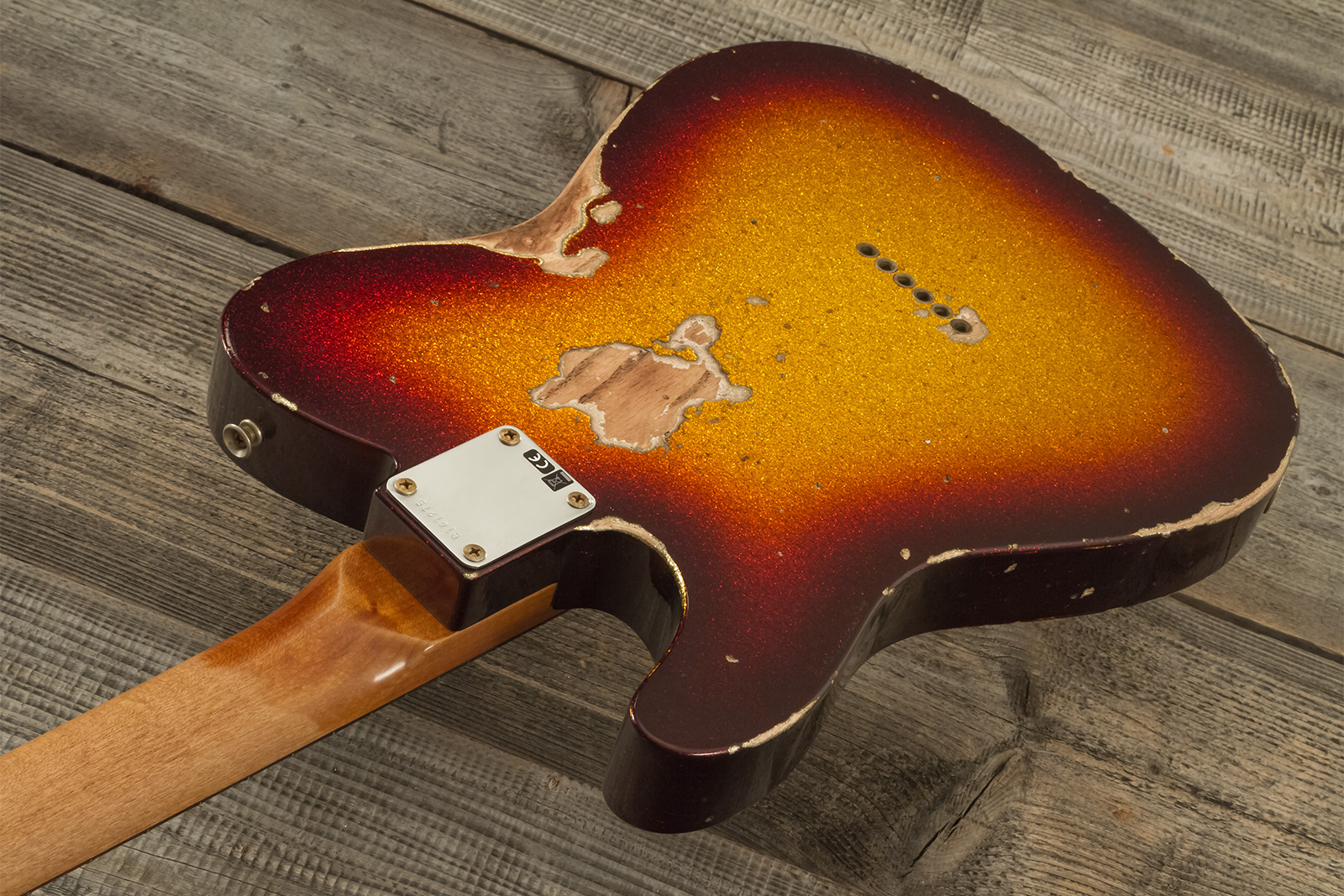 Fender Custom Shop Tele 1963 2s Ht Rw #r141275 - Heavy Relic Sparkle 3-color Sunburst - E-Gitarre in Teleform - Variation 9