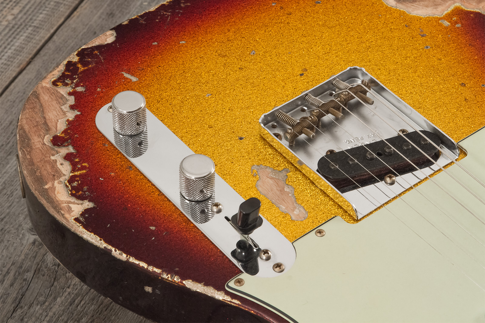 Fender Custom Shop Tele 1963 2s Ht Rw #r141275 - Heavy Relic Sparkle 3-color Sunburst - E-Gitarre in Teleform - Variation 5