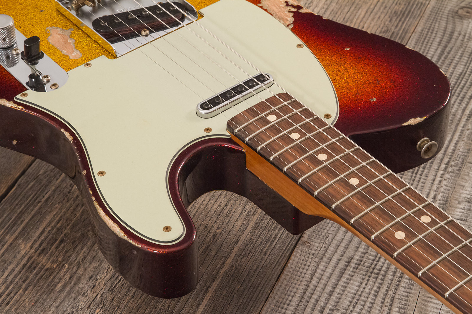 Fender Custom Shop Tele 1963 2s Ht Rw #r141275 - Heavy Relic Sparkle 3-color Sunburst - E-Gitarre in Teleform - Variation 6