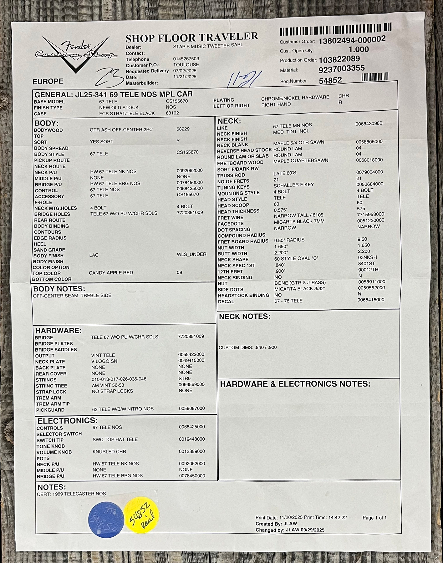 Fender Custom Shop Tele 1969 2s Ht Mn - Nos Candy Apple Red - E-Gitarre in Teleform - Variation 13