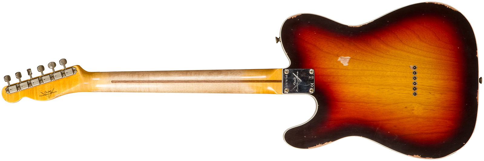 Fender Custom Shop Tele Custom 1959 2s Ht Mn #cz573750 - Relic Chocolate 3-color Sunburst - E-Gitarre in Teleform - Variation 1